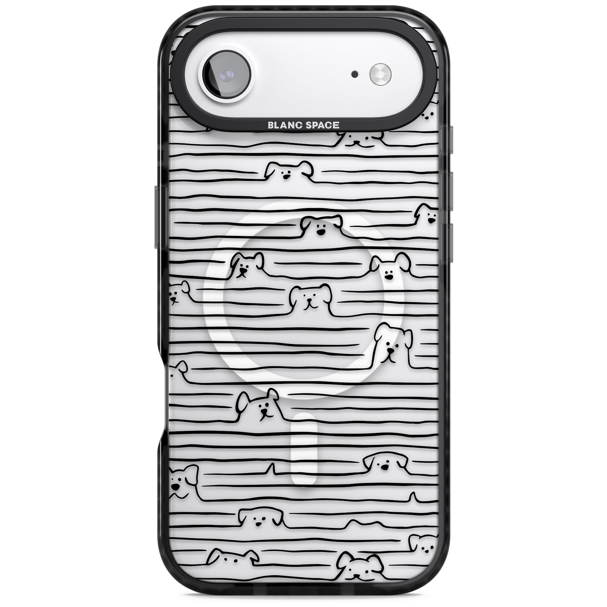 Dog Line Art Black iPhone 17 Air Impact Pro Black Phone Case