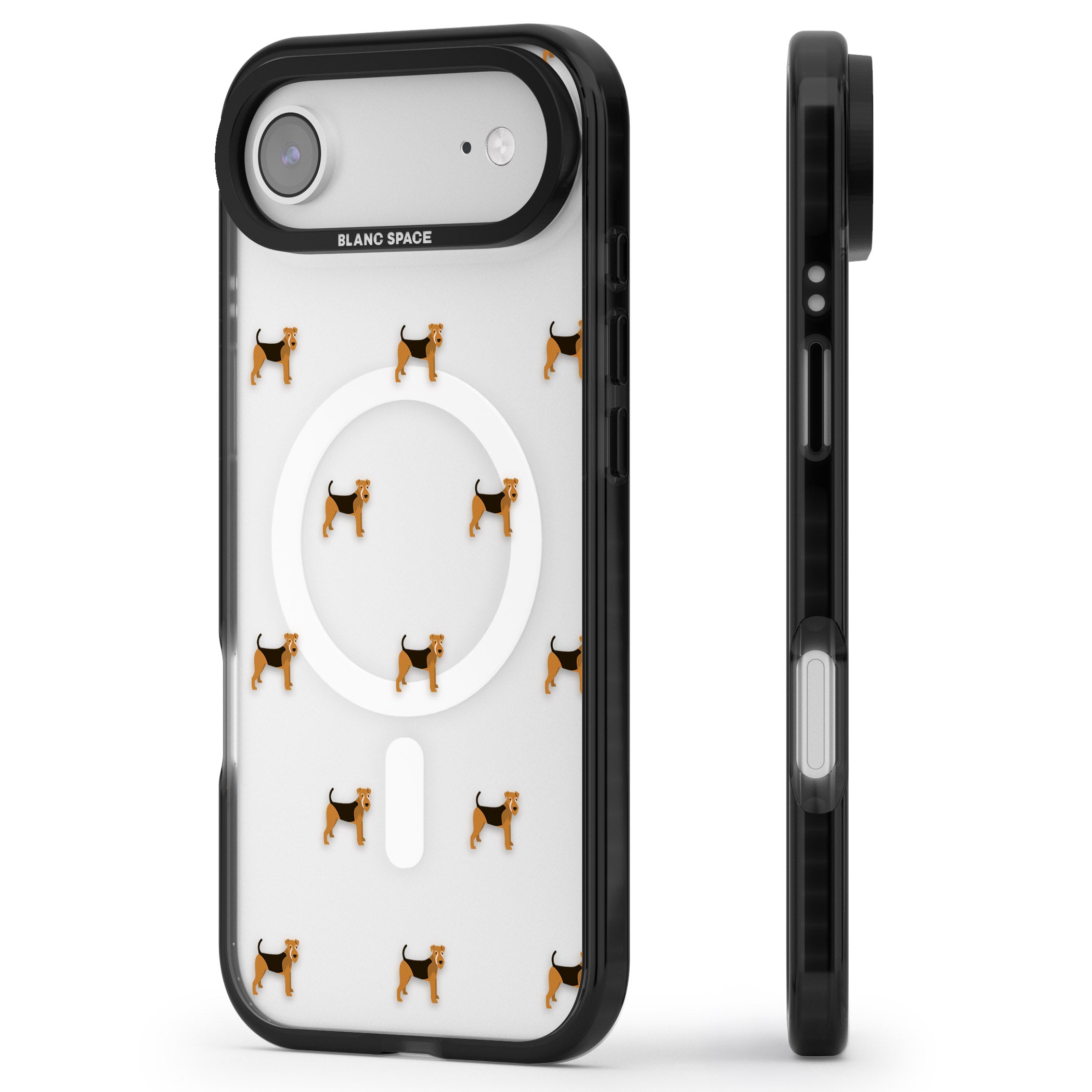 Airedale Terrier Dog Pattern iPhone 17 Air Impact Pro Black Phone Case Side Profile