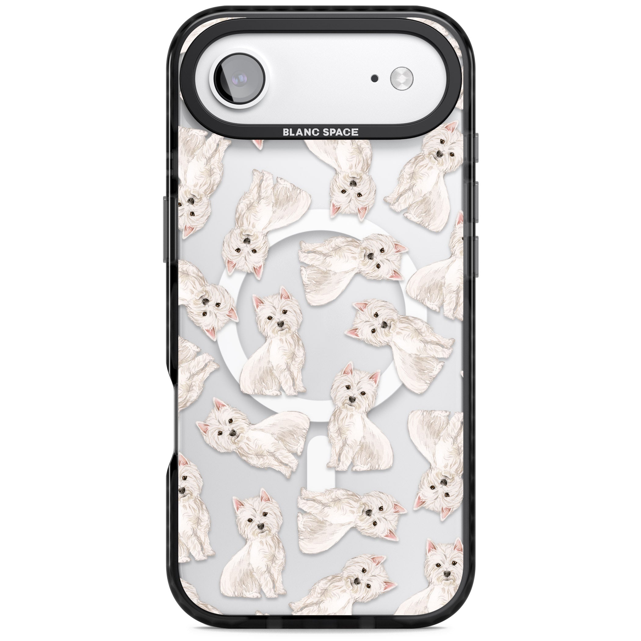 Westie Dog Pattern iPhone 17 Air Impact Pro Black Phone Case