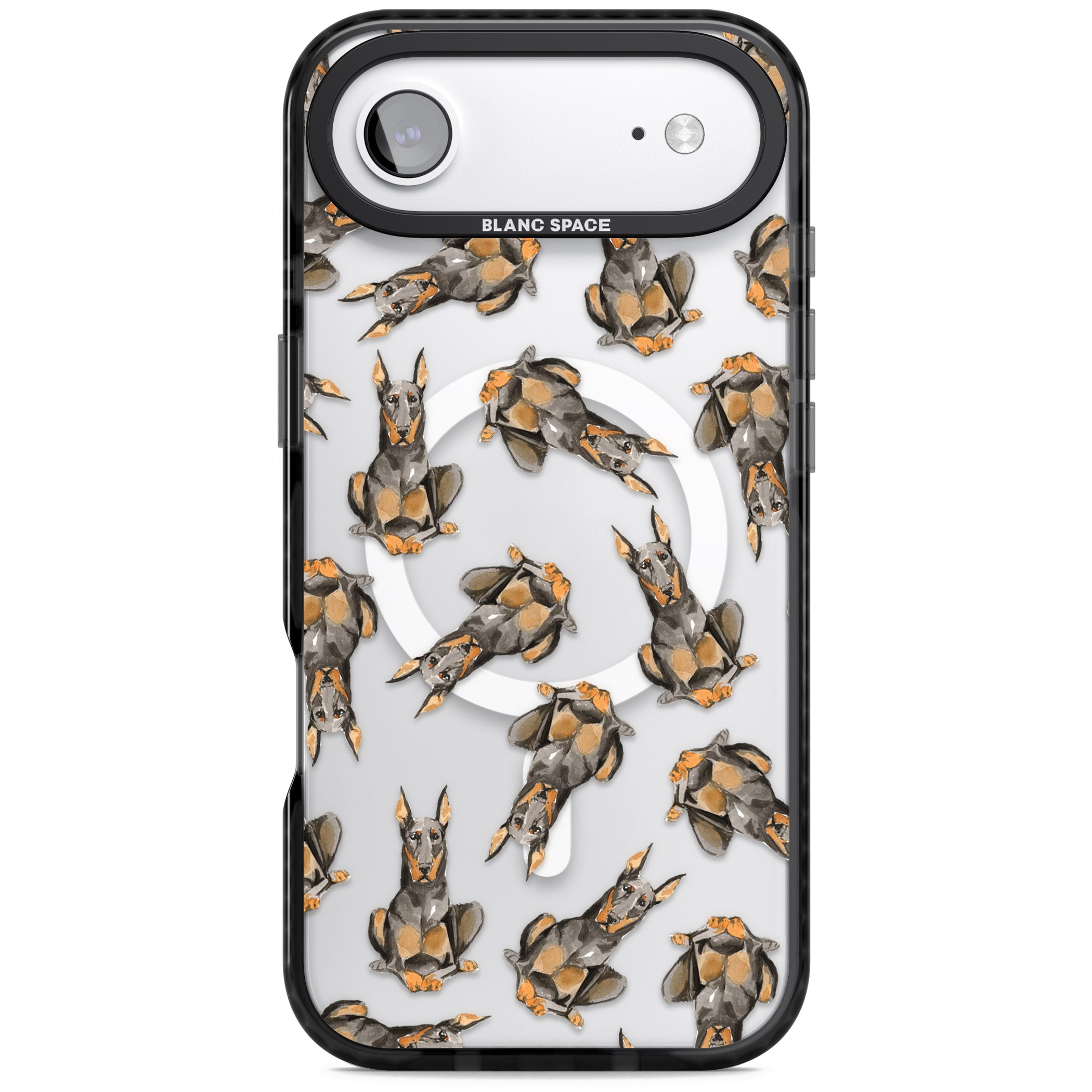 Doberman Watercolor Dog iPhone 17 Air Impact Pro Black Phone Case