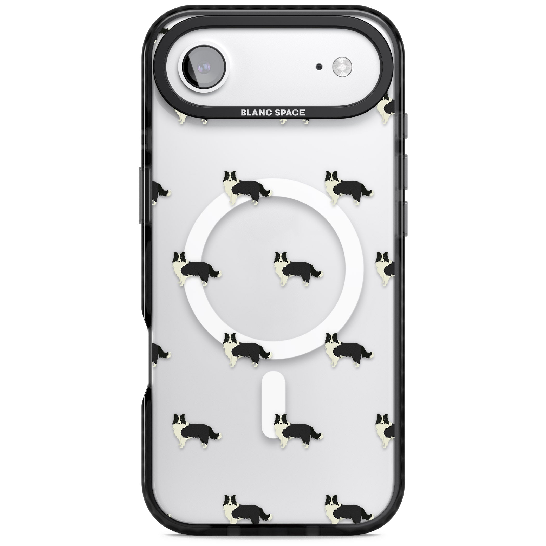 Border Collie Pattern Clear iPhone 17 Air Impact Pro Black Phone Case
