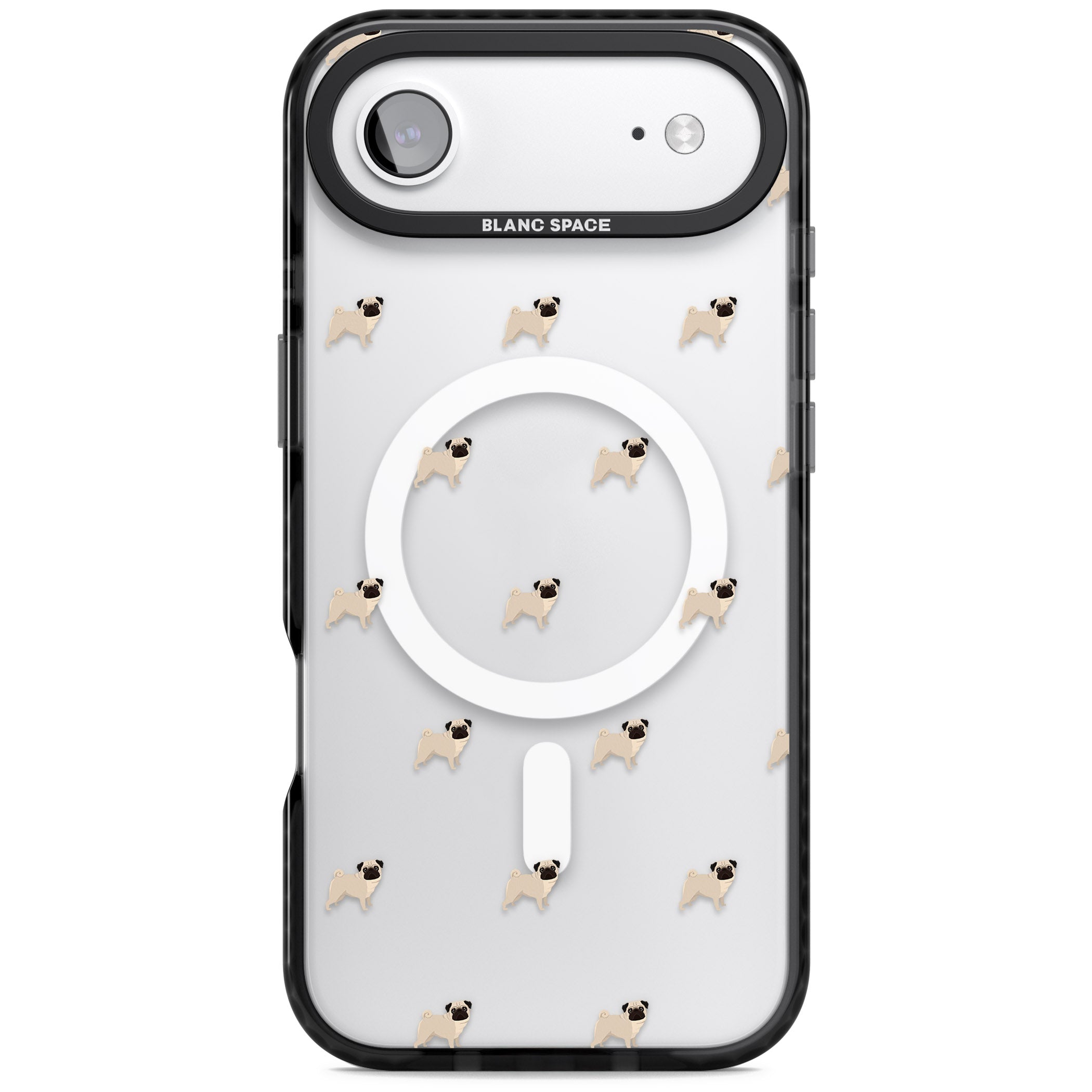 Pug Pattern iPhone 17 Air Impact Pro Black Phone Case