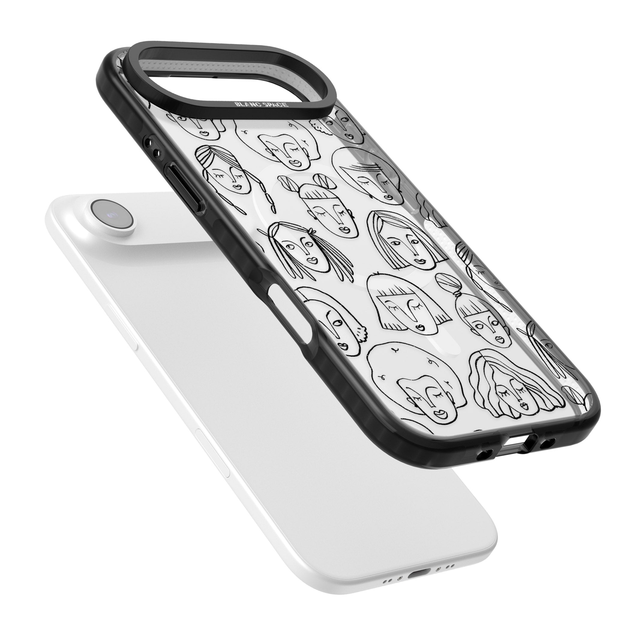 Doodle Face iPhone 17 Air Impact Pro Black Phone Case Colours