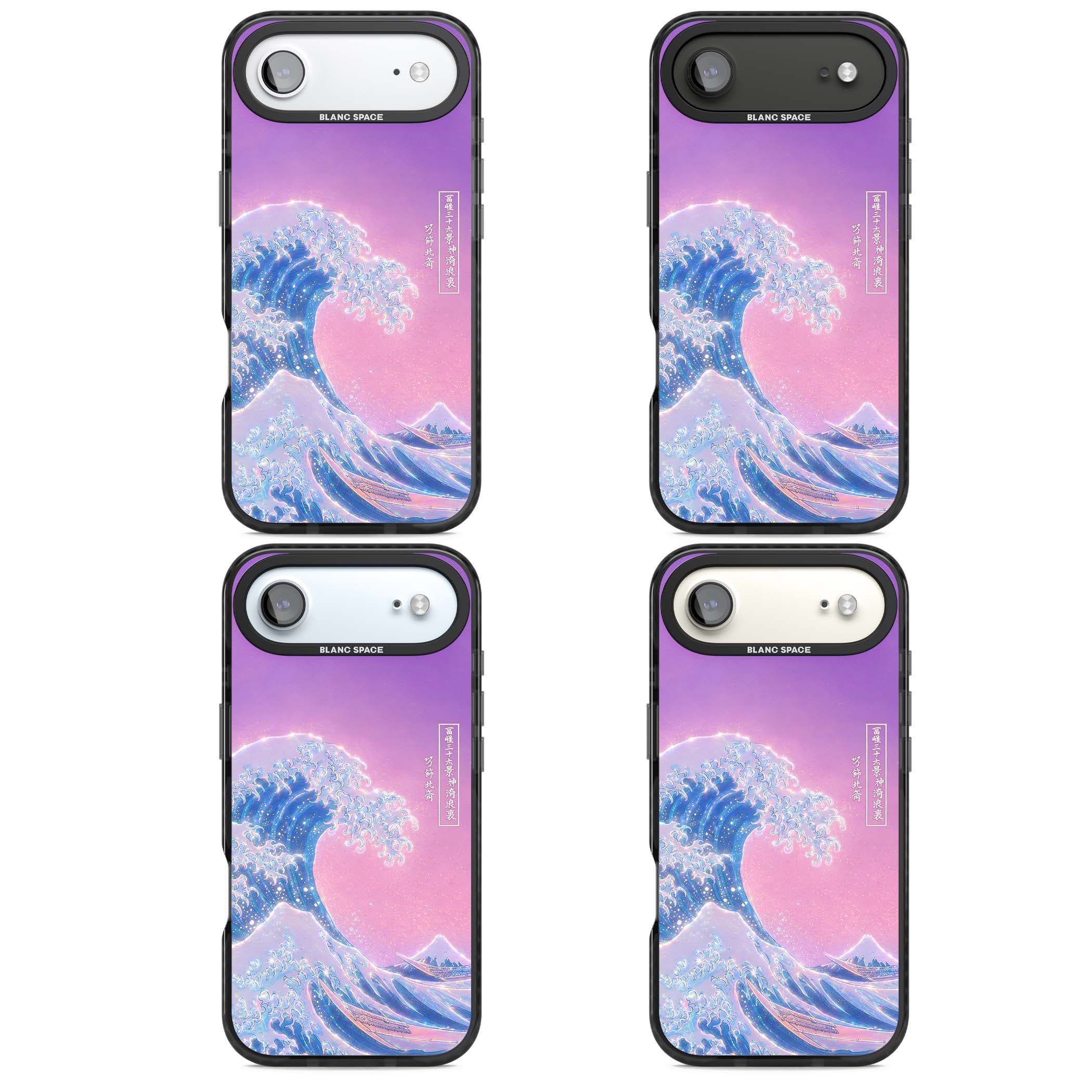 The Great Opal Wave Japanese iPhone case featuring Hokusai's great wave in iridescent pastels with lilac sky and Mou | Black Impact Magsafe case for iPhone Air