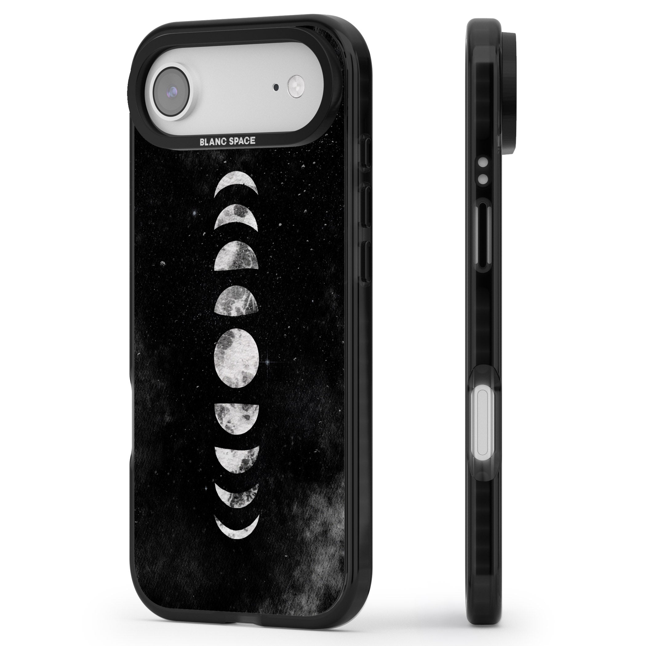 Lunar Phases iPhone 17 Air Impact Pro Black Phone Case Side Profile