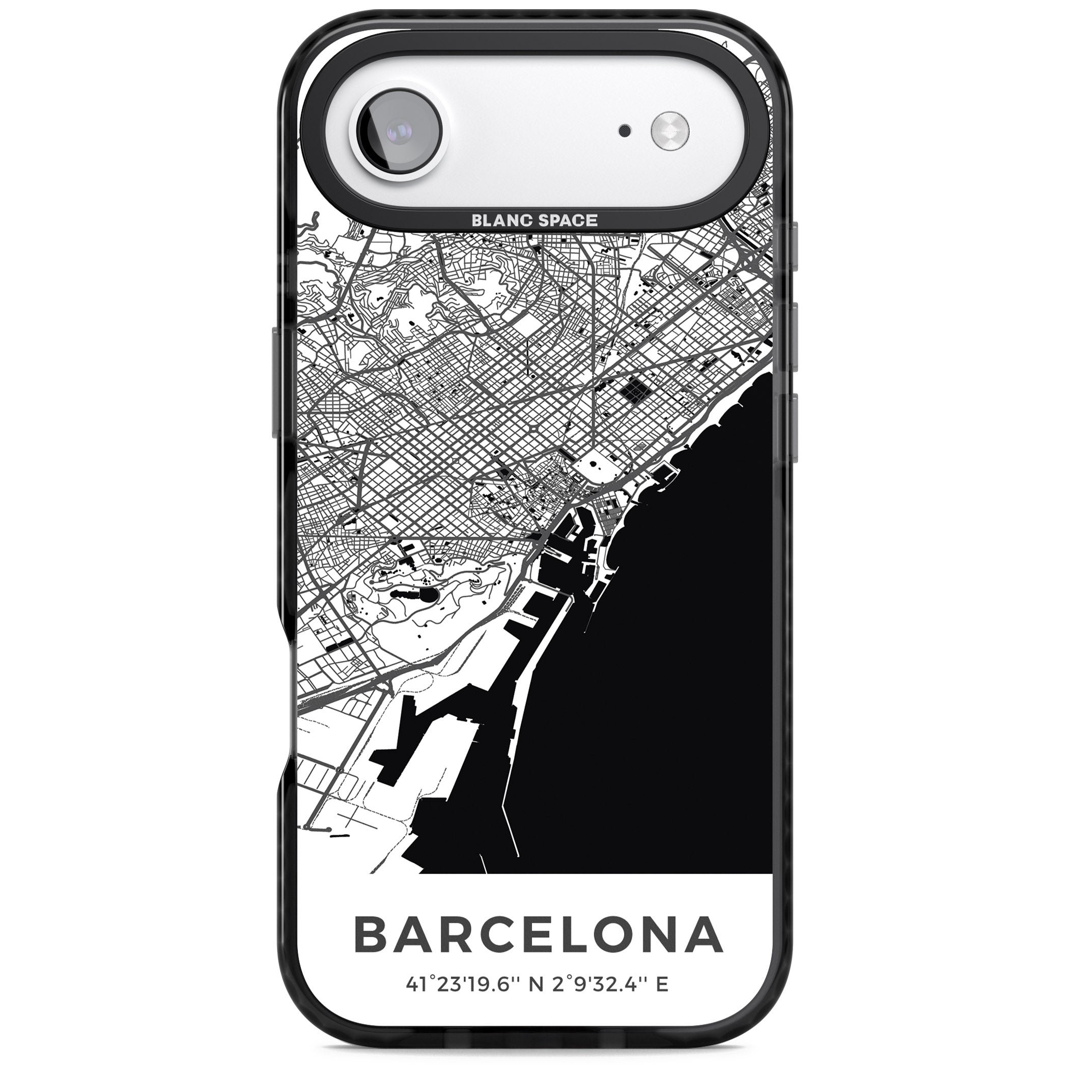 Barcelona Map iPhone 17 Air Impact Pro Black Phone Case