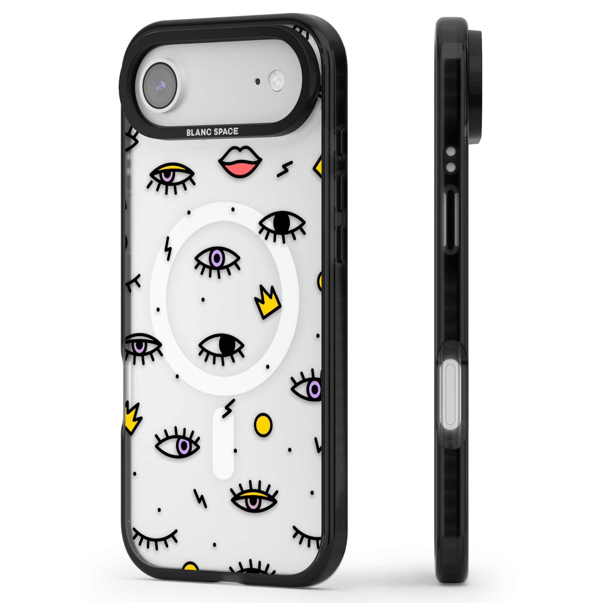 Eyes & Lips Icons iPhone 17 Air Impact Pro Black Phone Case Side Profile