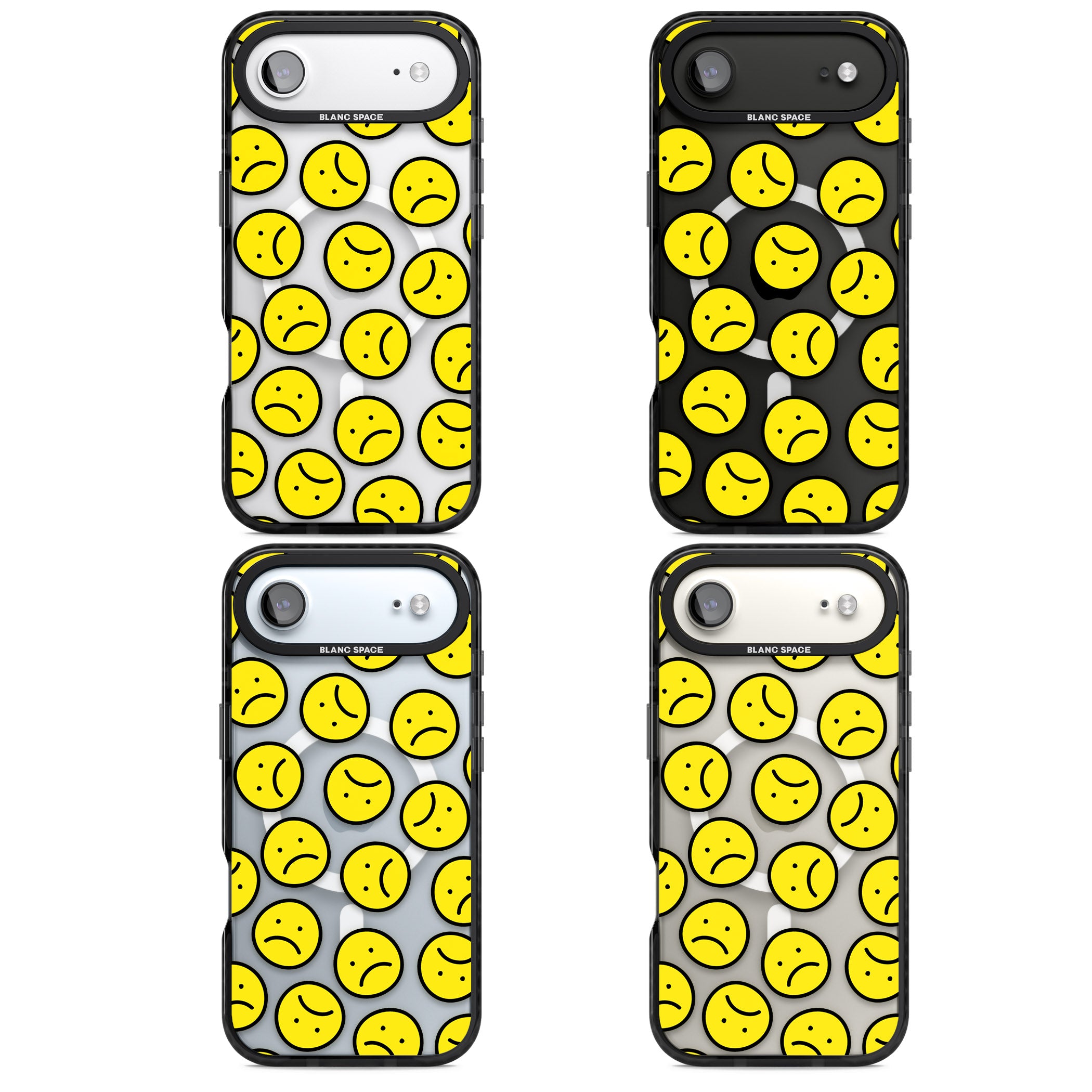 Sad Face Clear Pattern iPhone 17 Air Impact Pro Black Phone Case APT Impact Protection