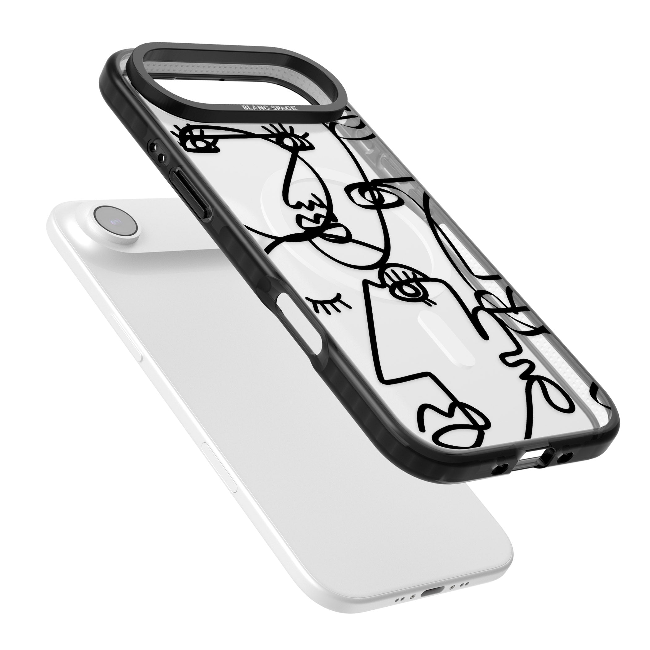 Abstract Line Art Black Clear iPhone 17 Air Impact Pro Black Phone Case Colours