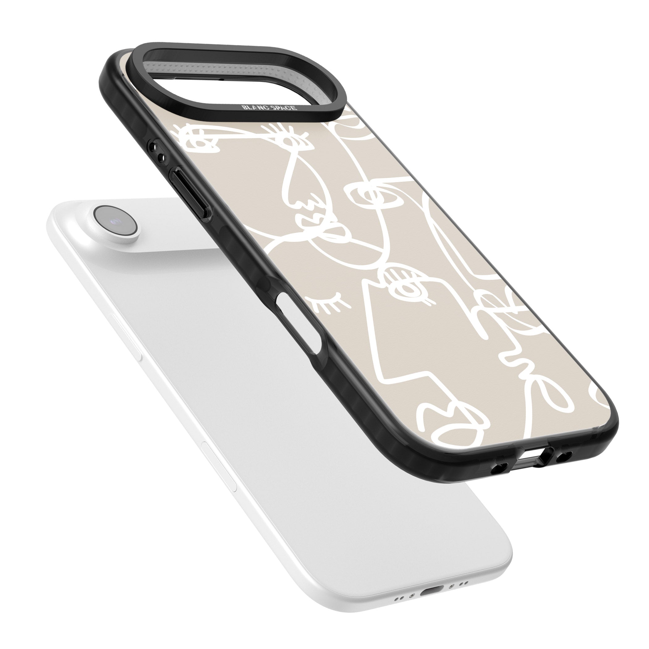 Abstract Line Art White Beige iPhone 17 Air Impact Pro Black Phone Case Colours