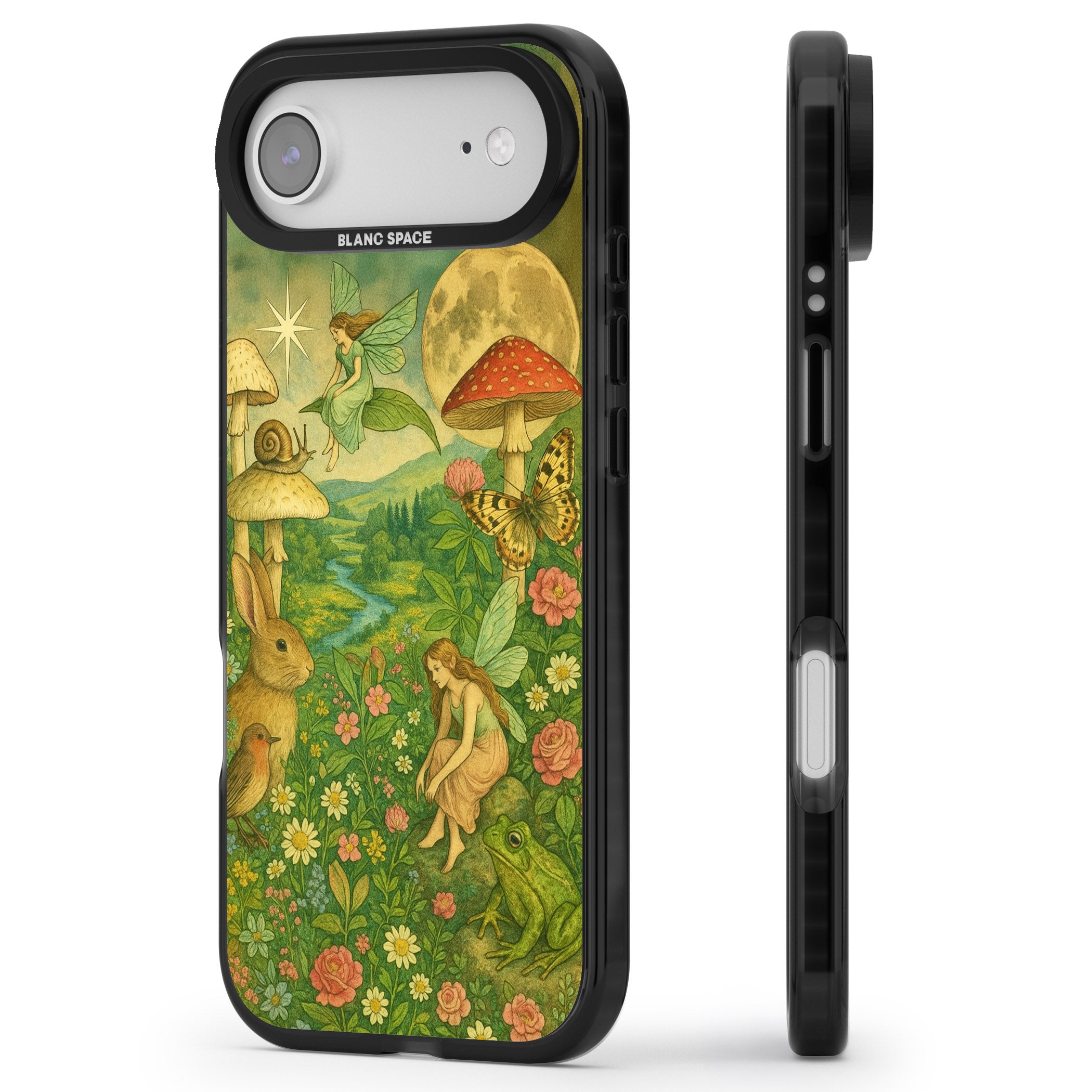 Fairies & Flowers iPhone 17 Air Impact Pro Black Phone Case Side Profile