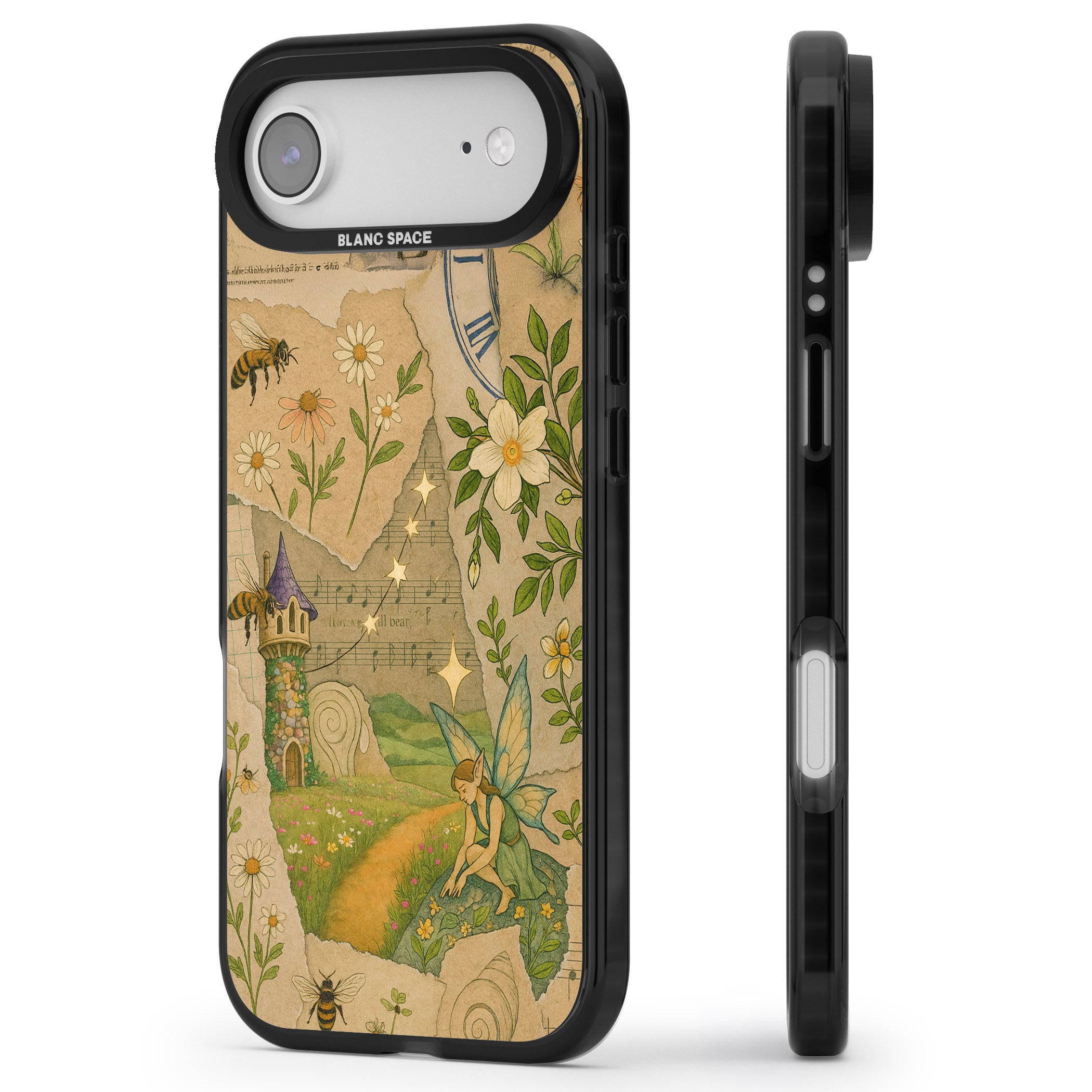 Floral Fairy Collage iPhone 17 Air Impact Pro Black Phone Case Side Profile