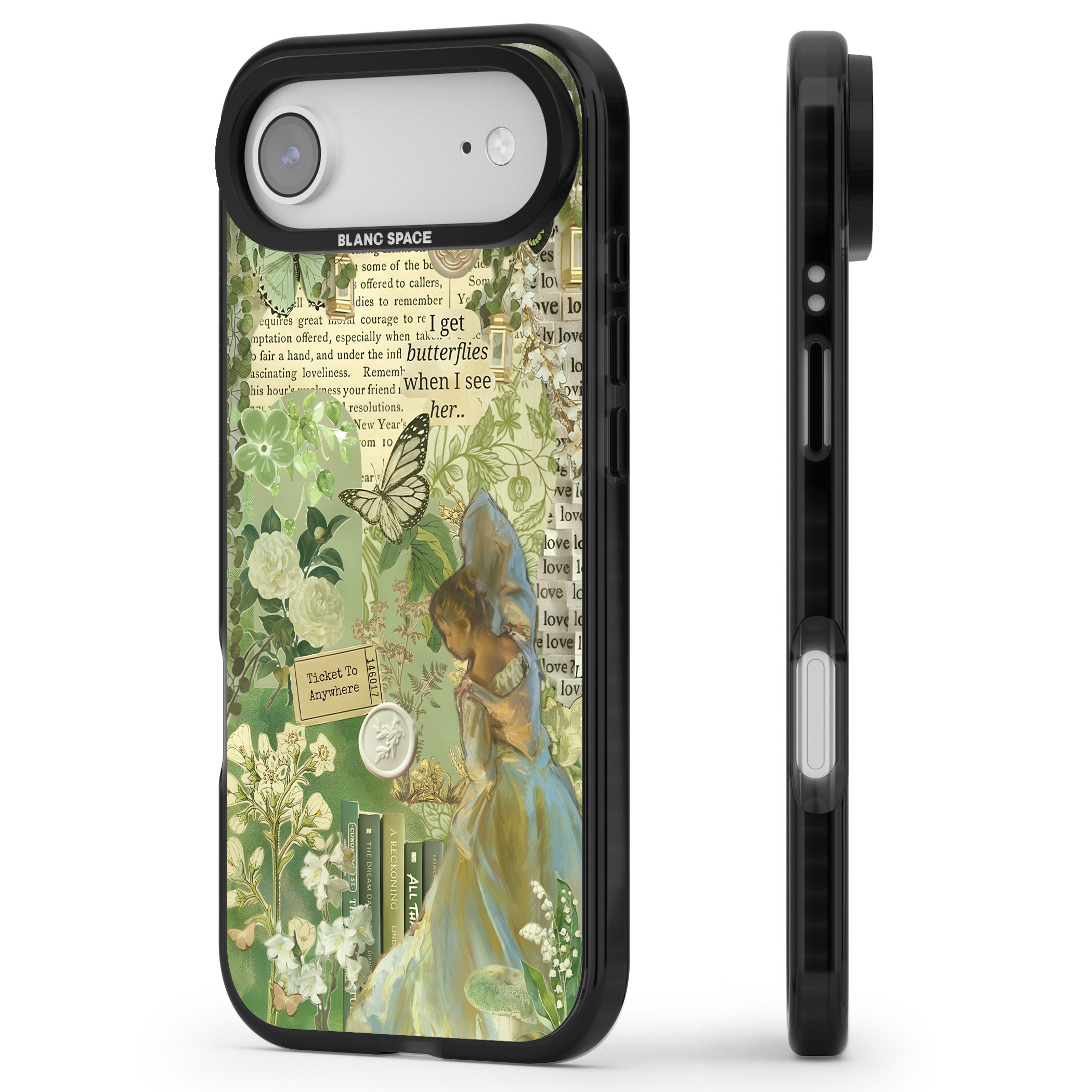Vintage Green Fairy iPhone 17 Air Impact Pro Black Phone Case Side Profile
