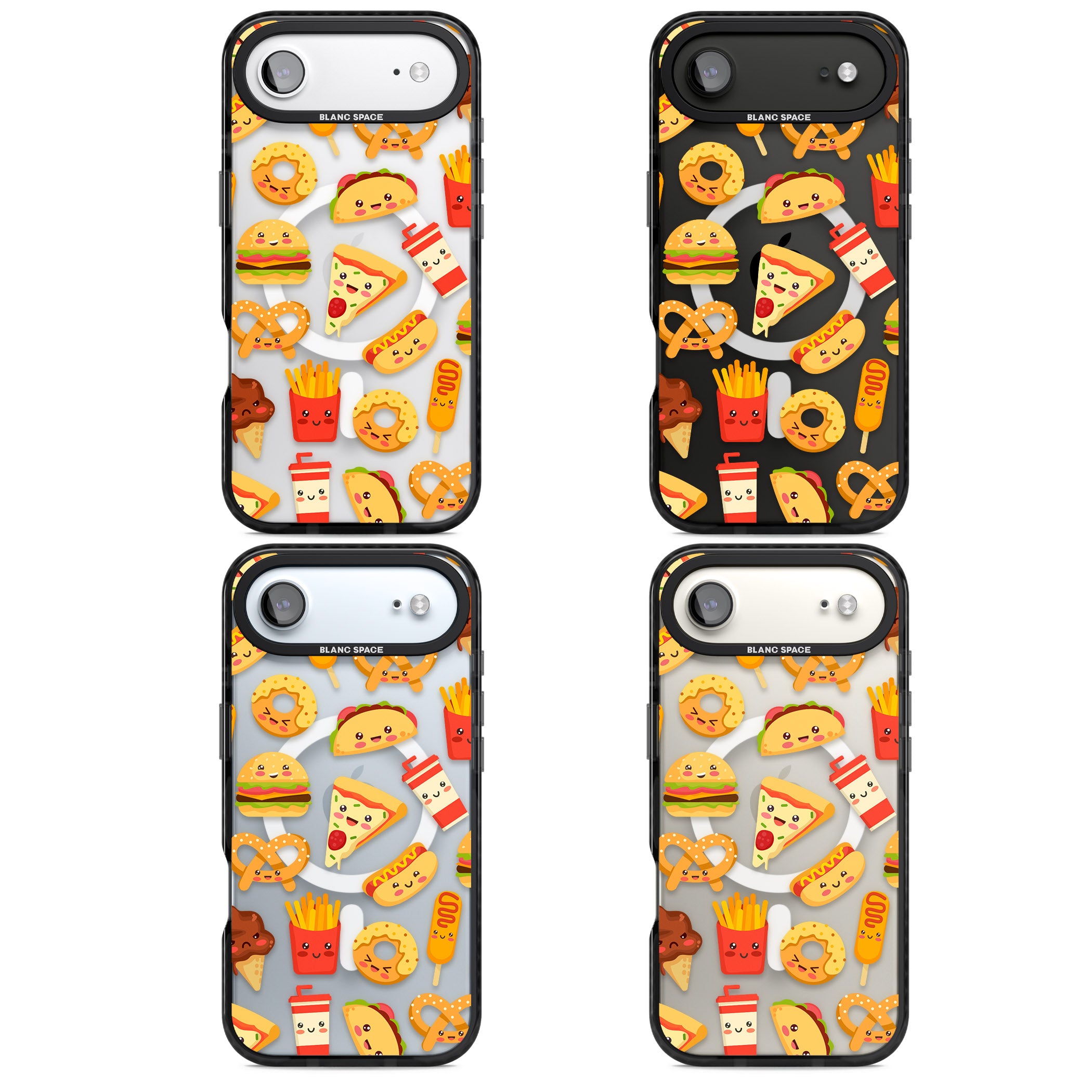 Fast Food Patterns Kawaii Fast Food Mix iPhone 17 Air Impact Pro Black Phone Case APT Impact Protection