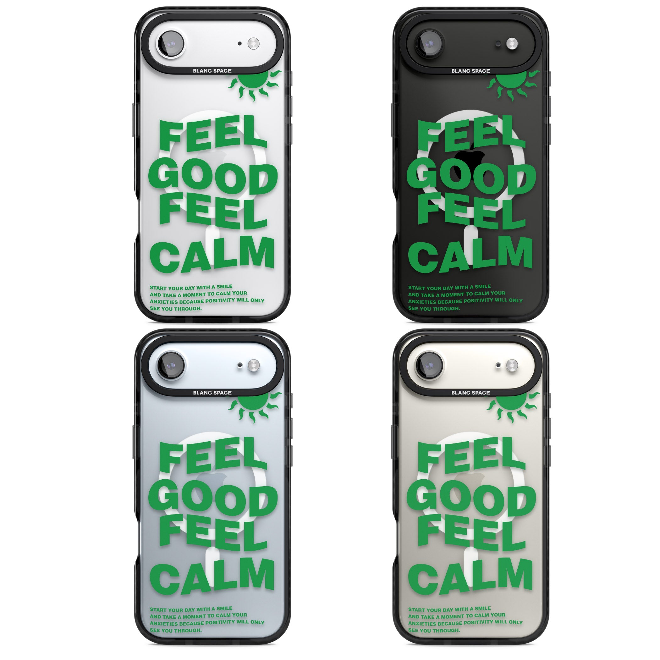 Feel Good Feel Calm (Green) iPhone 17 Air Impact Pro Black Phone Case APT Impact Protection