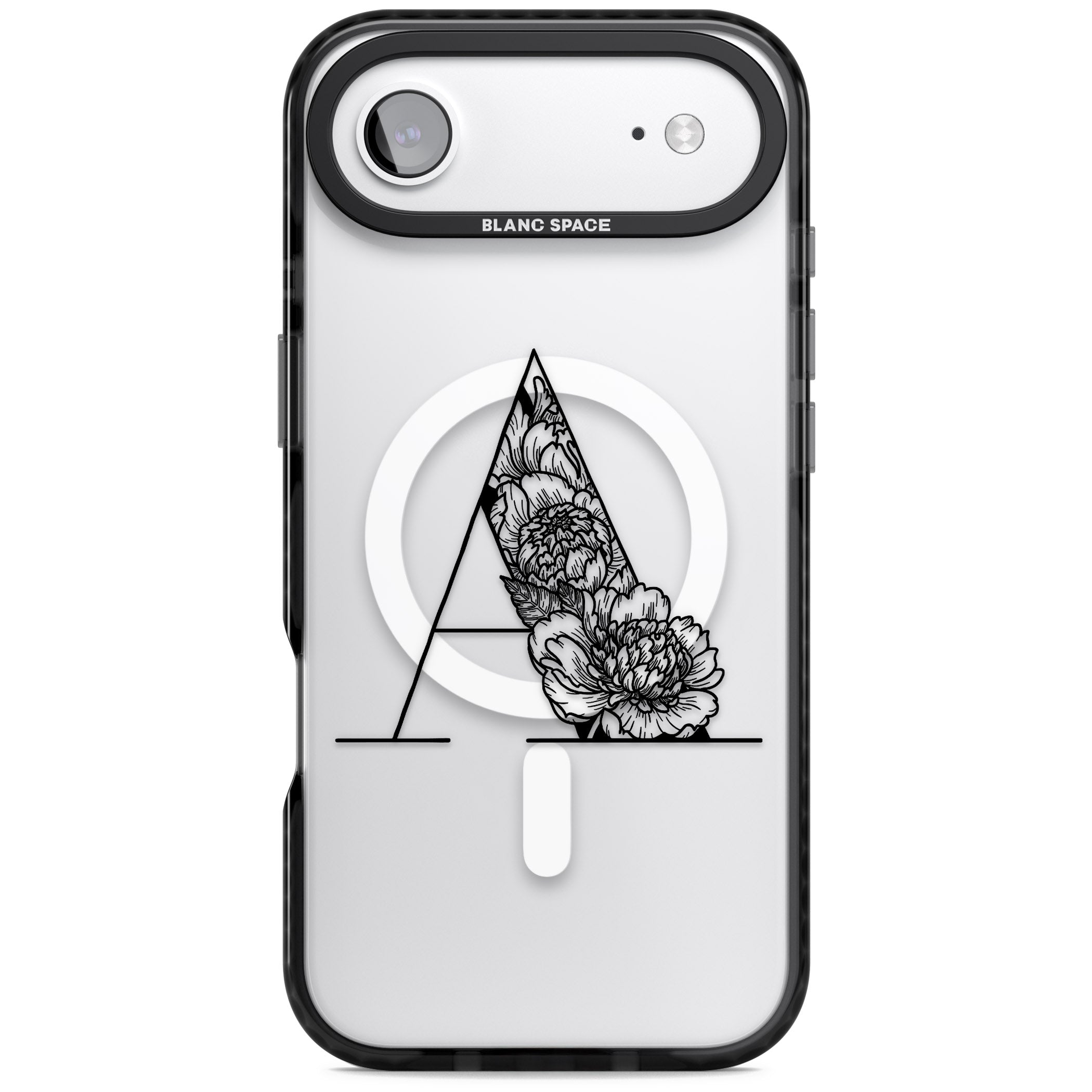 Personalised Floral Monogram iPhone 17 Air Impact Pro Black Phone Case