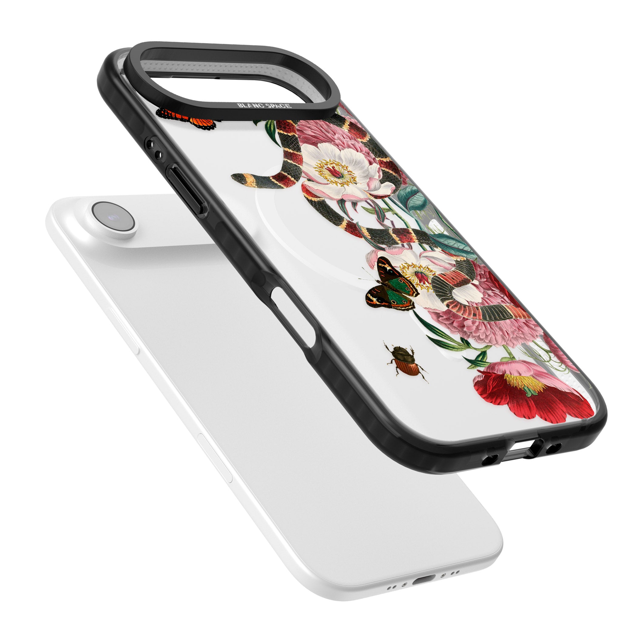 Floral Snake iPhone 17 Air Impact Pro Black Phone Case Colours