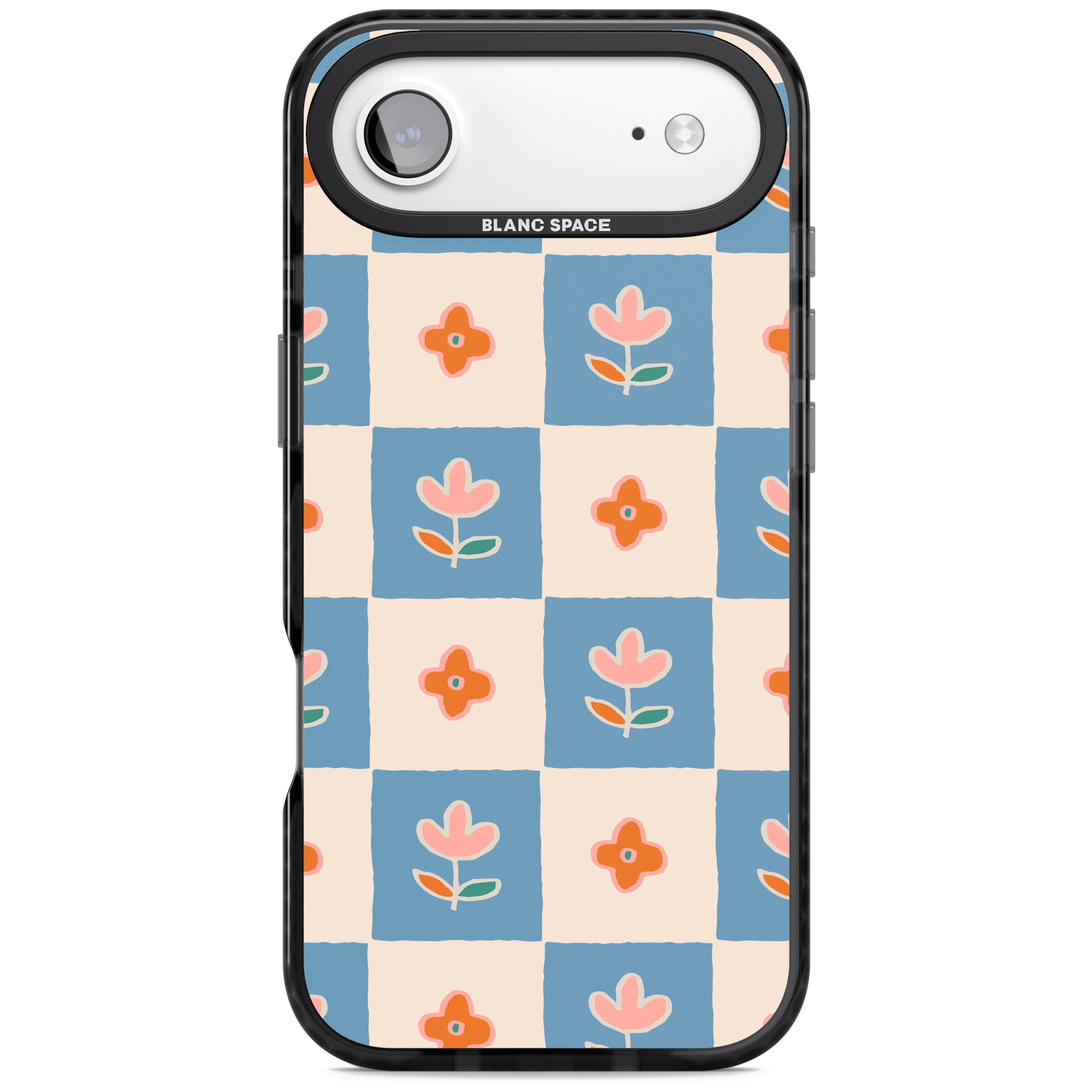 Vintage Bloom Checkered iPhone 17 Air Impact Pro Black Phone Case
