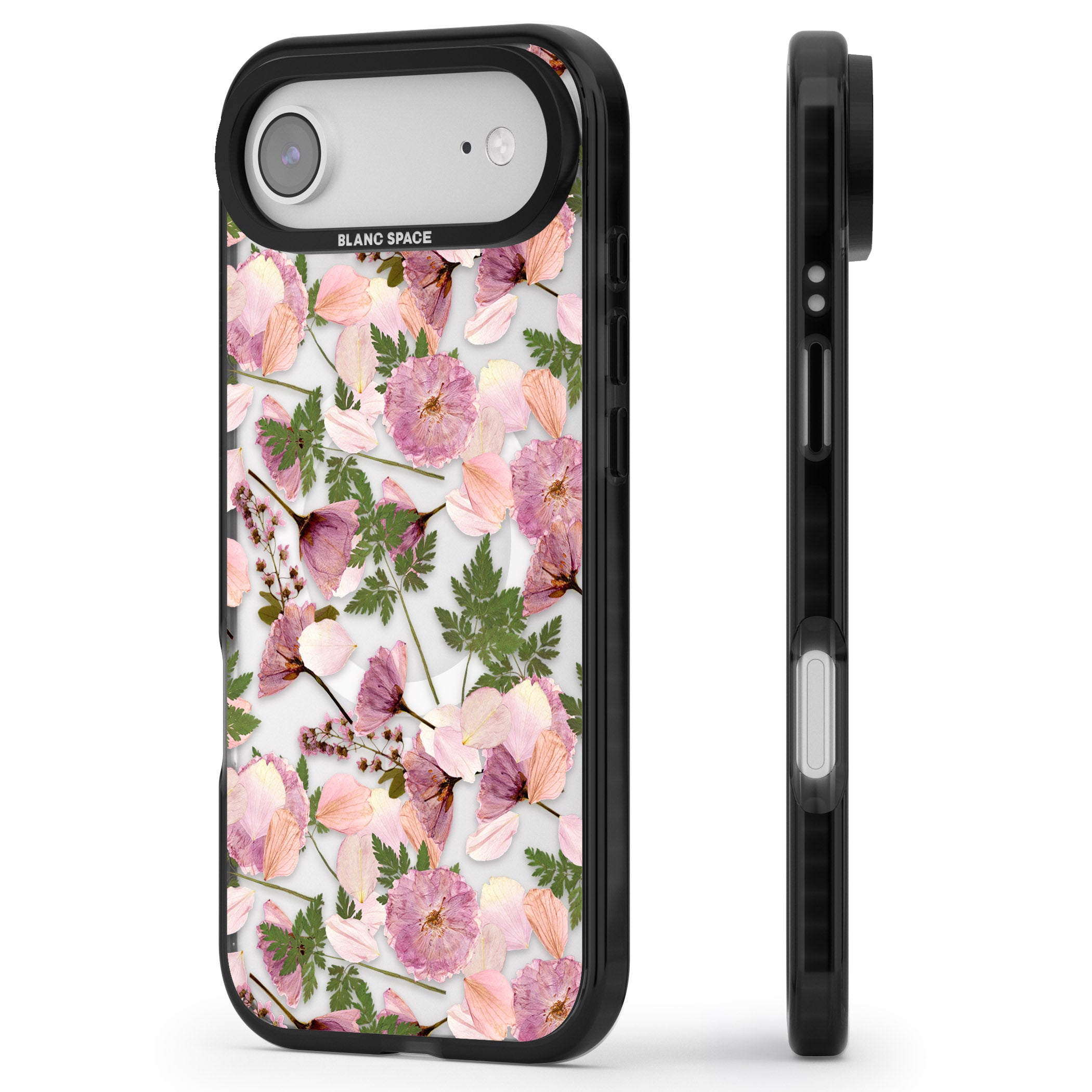 Pink Floral Appreciation iPhone 17 Air Impact Pro Black Phone Case Side Profile