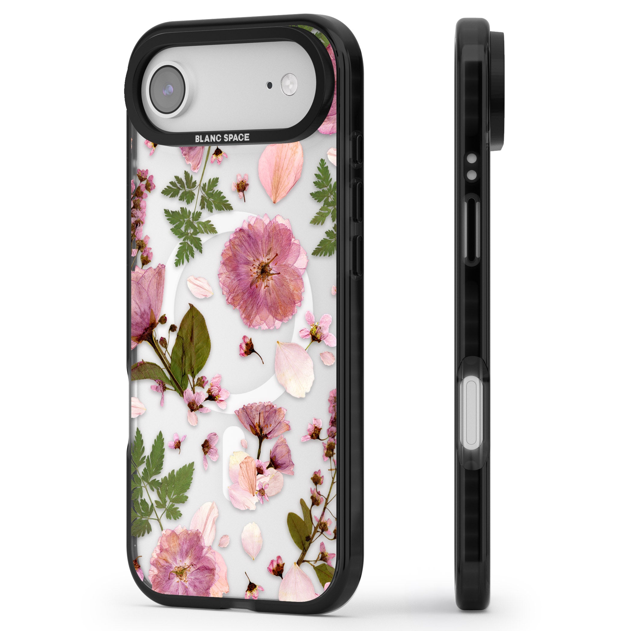 Blossom Bouquet iPhone 17 Air Impact Pro Black Phone Case Side Profile