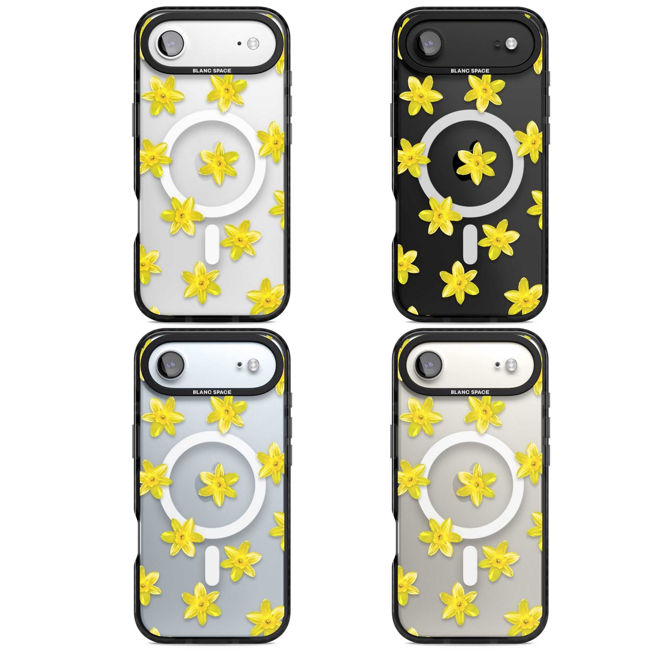 Daffodils Transparent Pattern iPhone 17 Air Impact Pro Black Phone Case APT Impact Protection