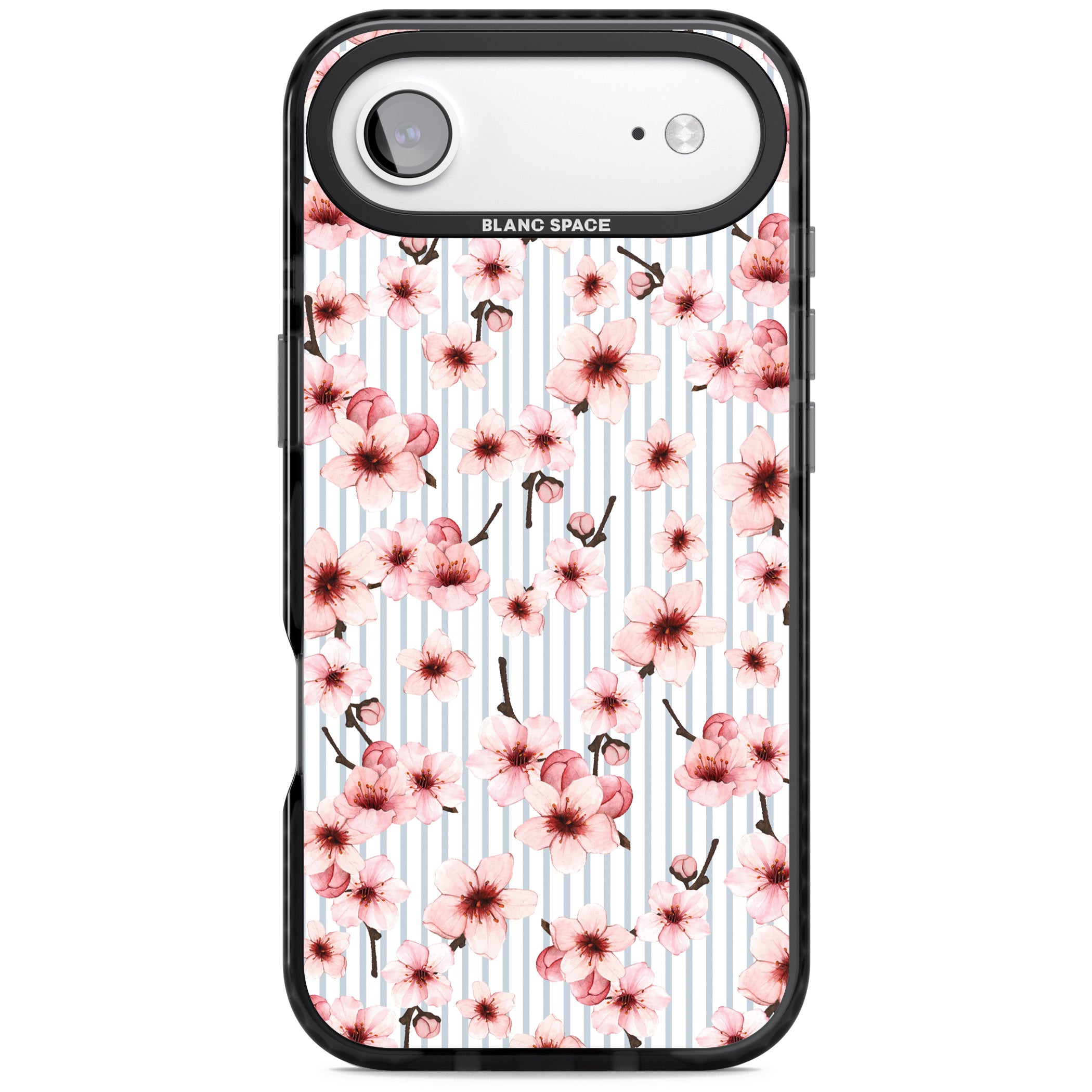 Cherry Blossoms Striped iPhone 17 Air Impact Pro Black Phone Case