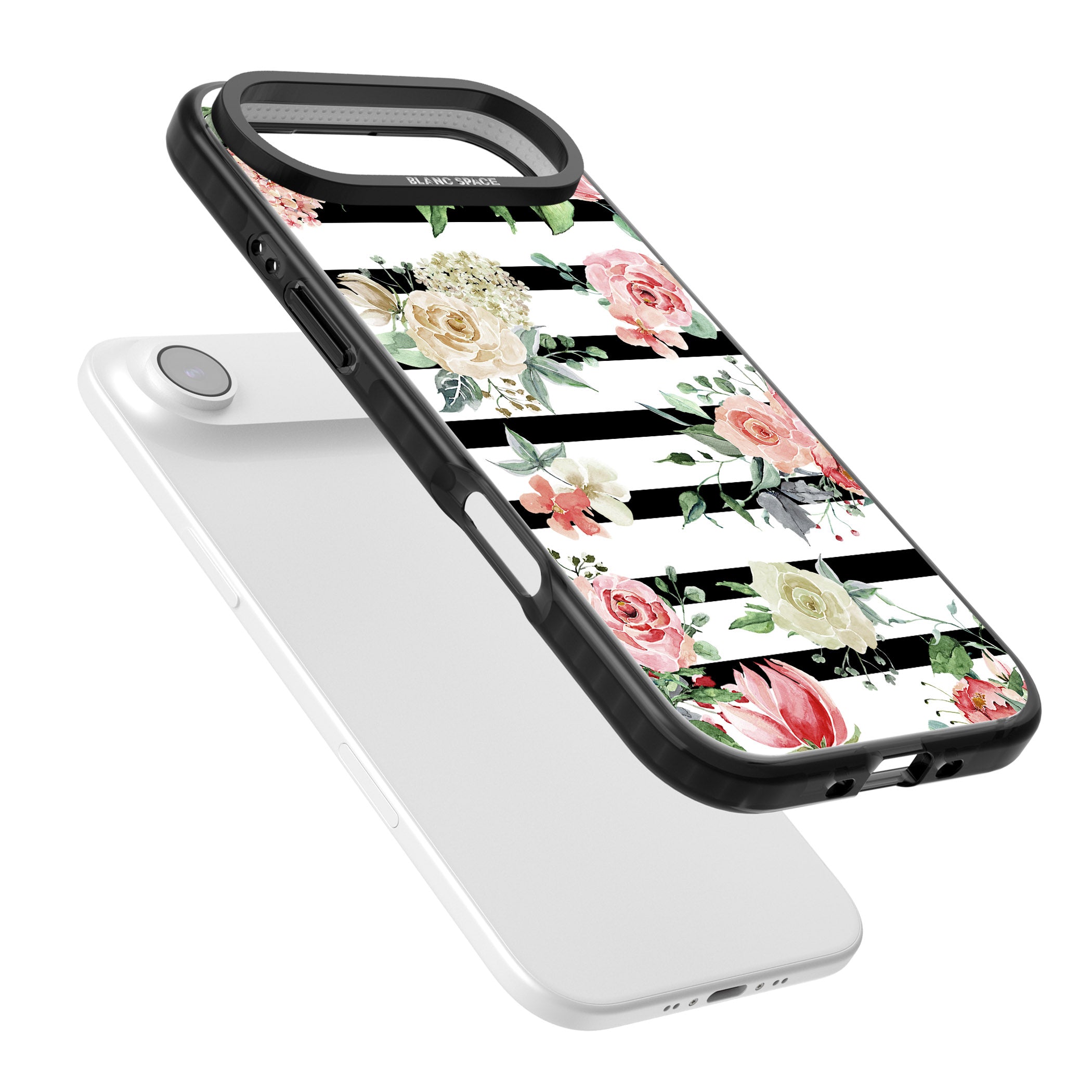 Floral Stripes iPhone 17 Air Impact Pro Black Phone Case Colours