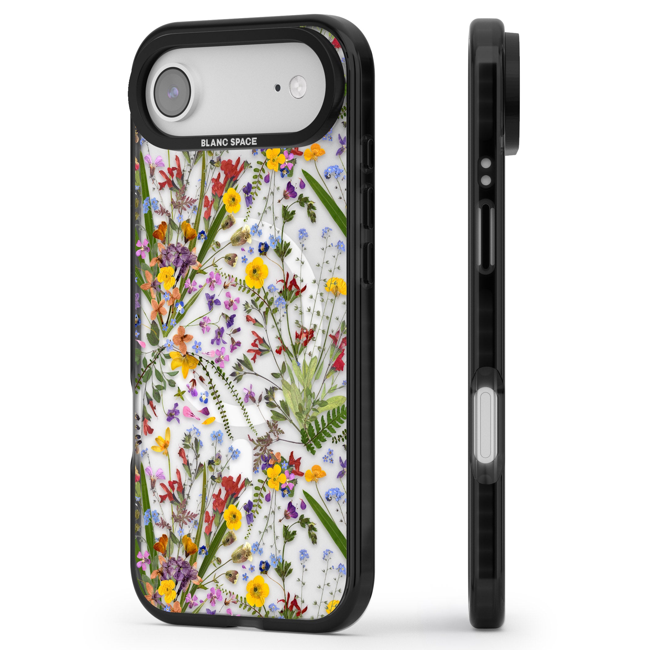 Wildflower & Leaves iPhone 17 Air Impact Pro Black Phone Case Side Profile