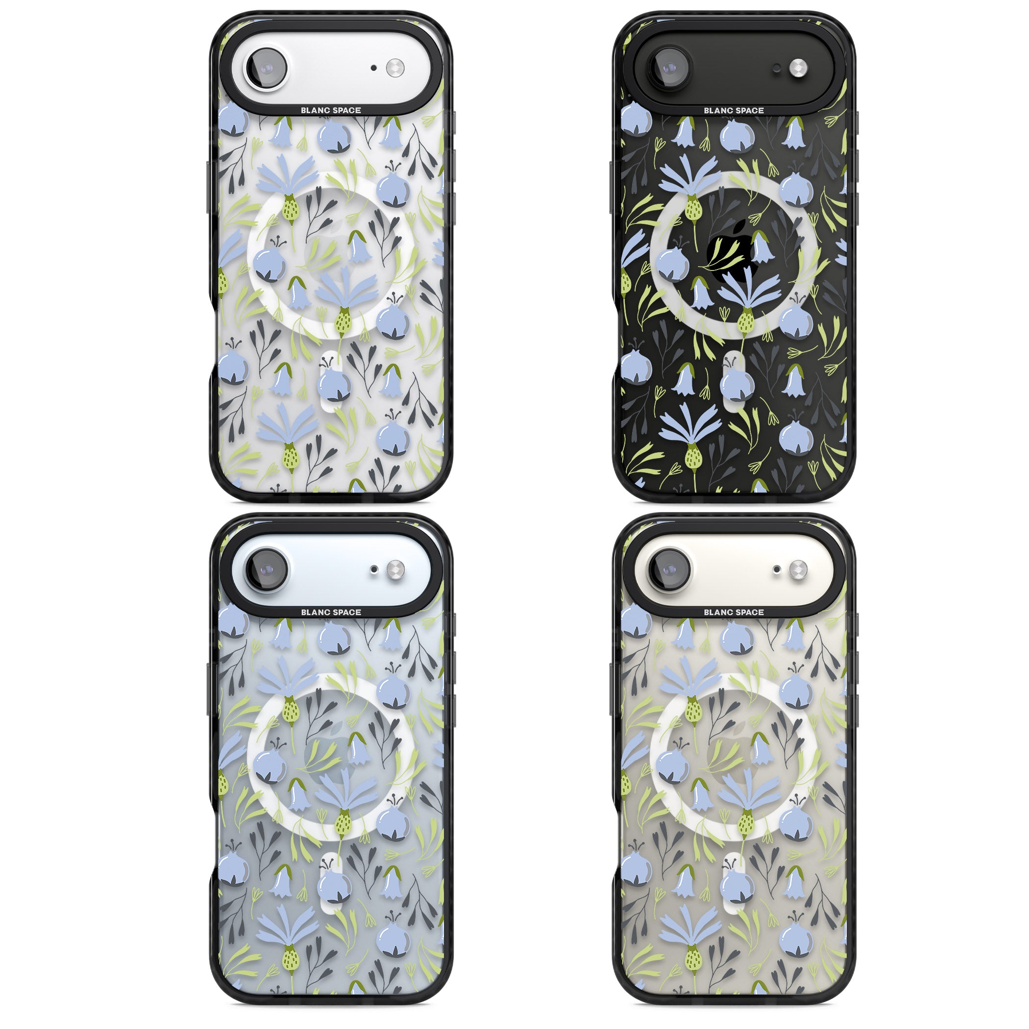 Blue Flora Bloom iPhone 17 Air Impact Pro Black Phone Case APT Impact Protection