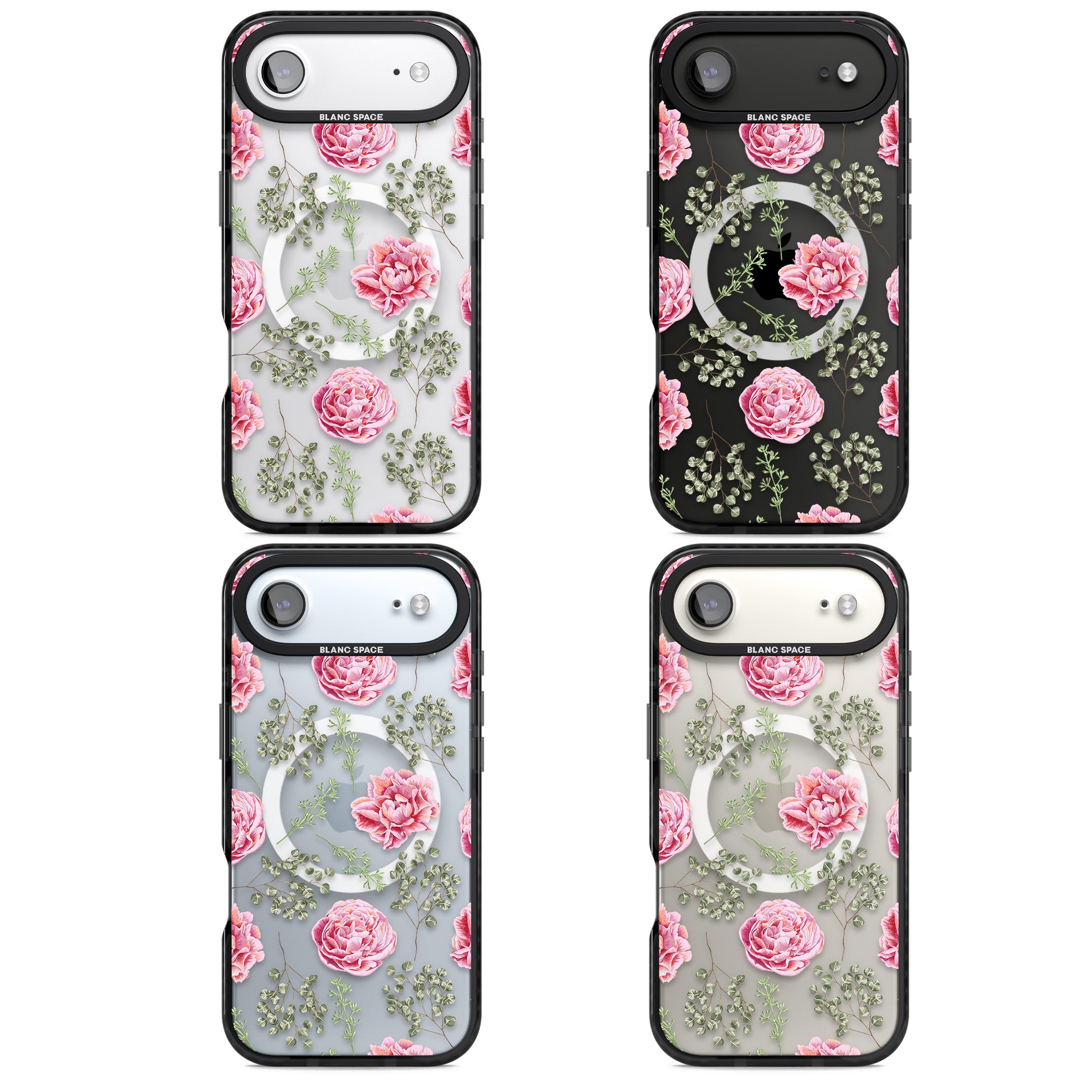 Roses & Eucalyptus Floral iPhone 17 Air Impact Pro Black Phone Case APT Impact Protection