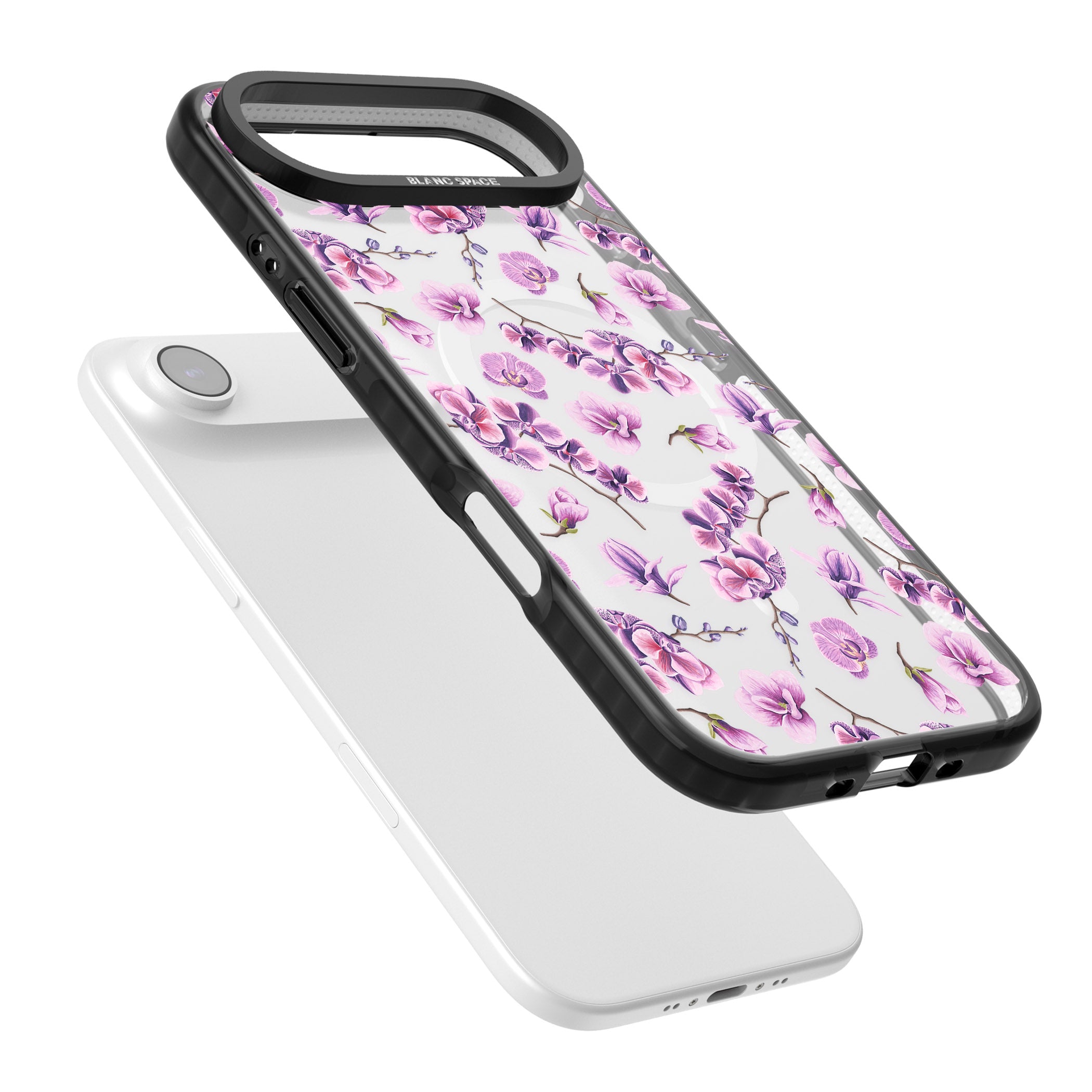 Purple Orchids Floral iPhone 17 Air Impact Pro Black Phone Case Colours