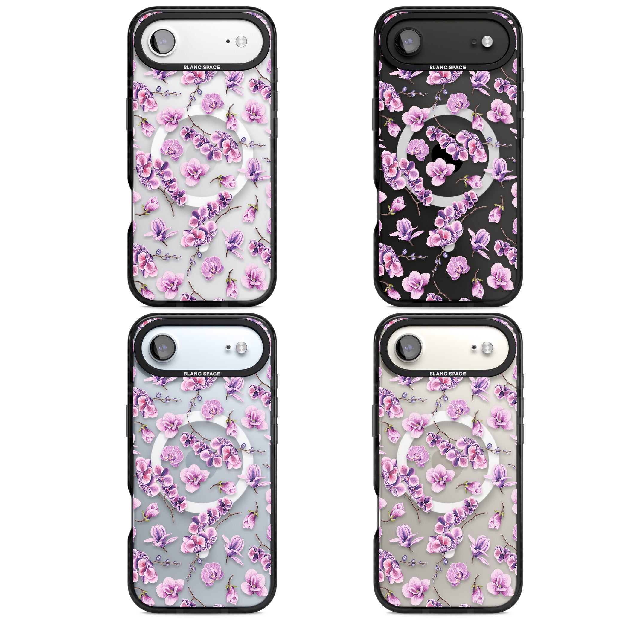 Purple Orchids Floral iPhone 17 Air Impact Pro Black Phone Case APT Impact Protection