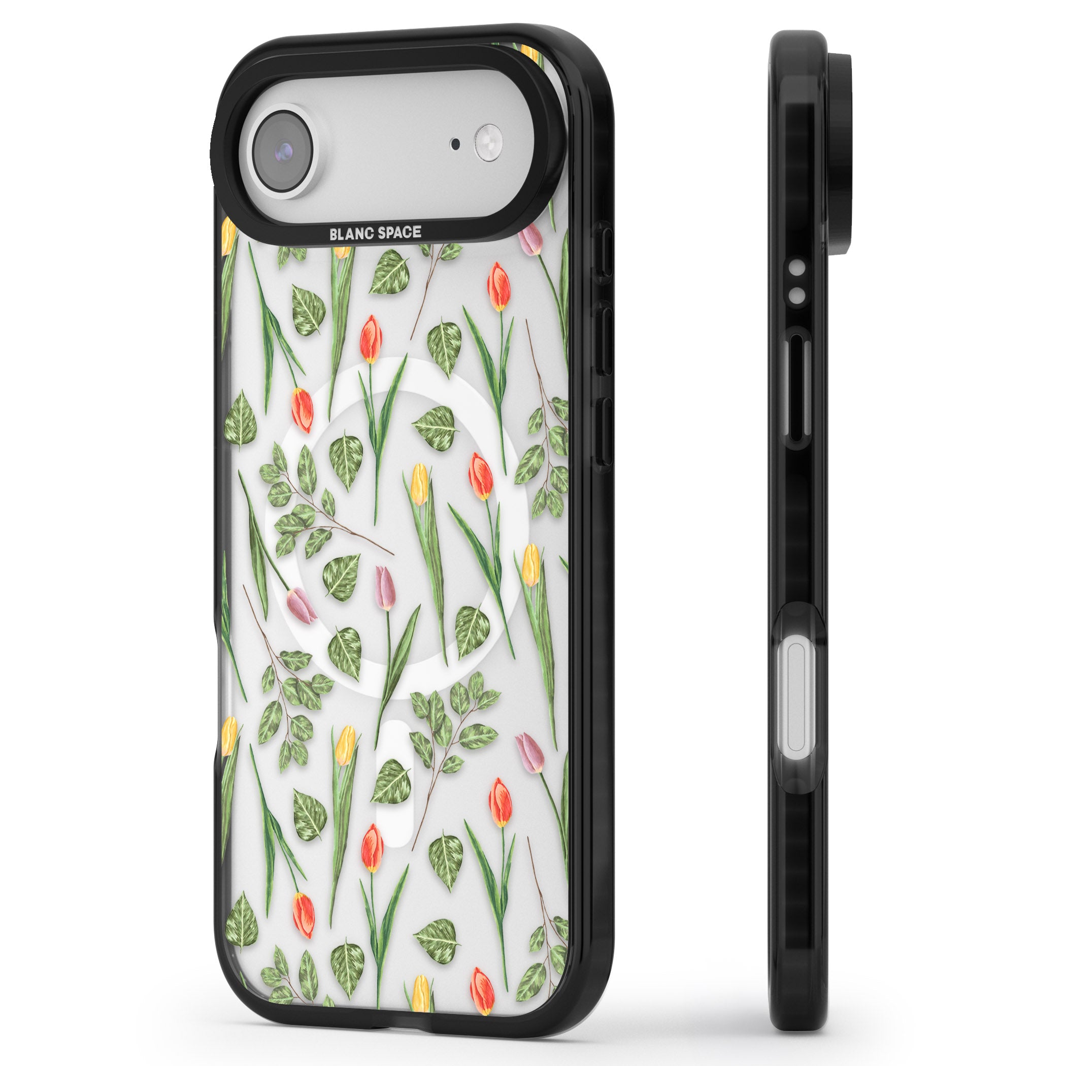 Spring Tulips Floral iPhone 17 Air Impact Pro Black Phone Case Side Profile