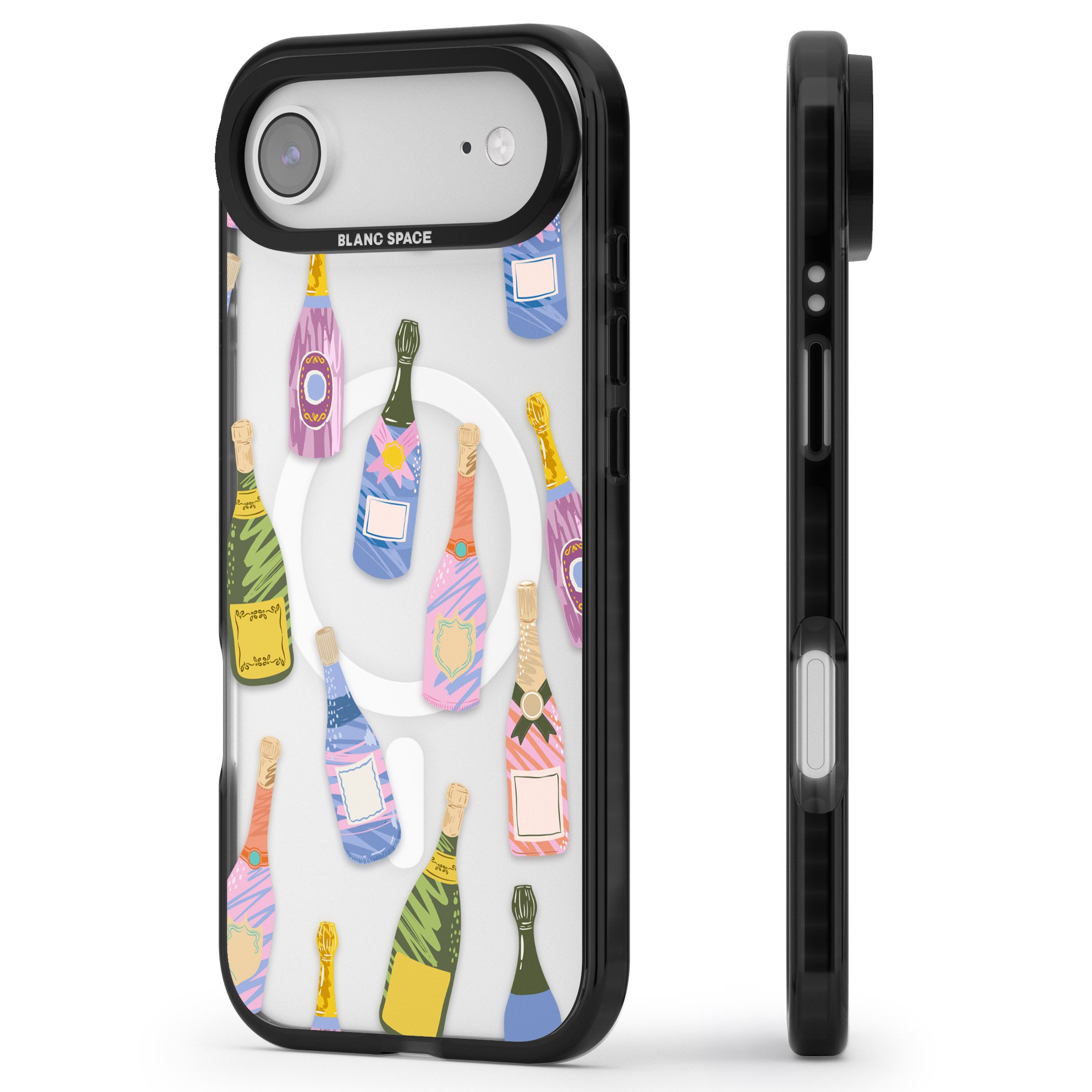 Champagne Pattern iPhone 17 Air Impact Pro Black Phone Case Side Profile
