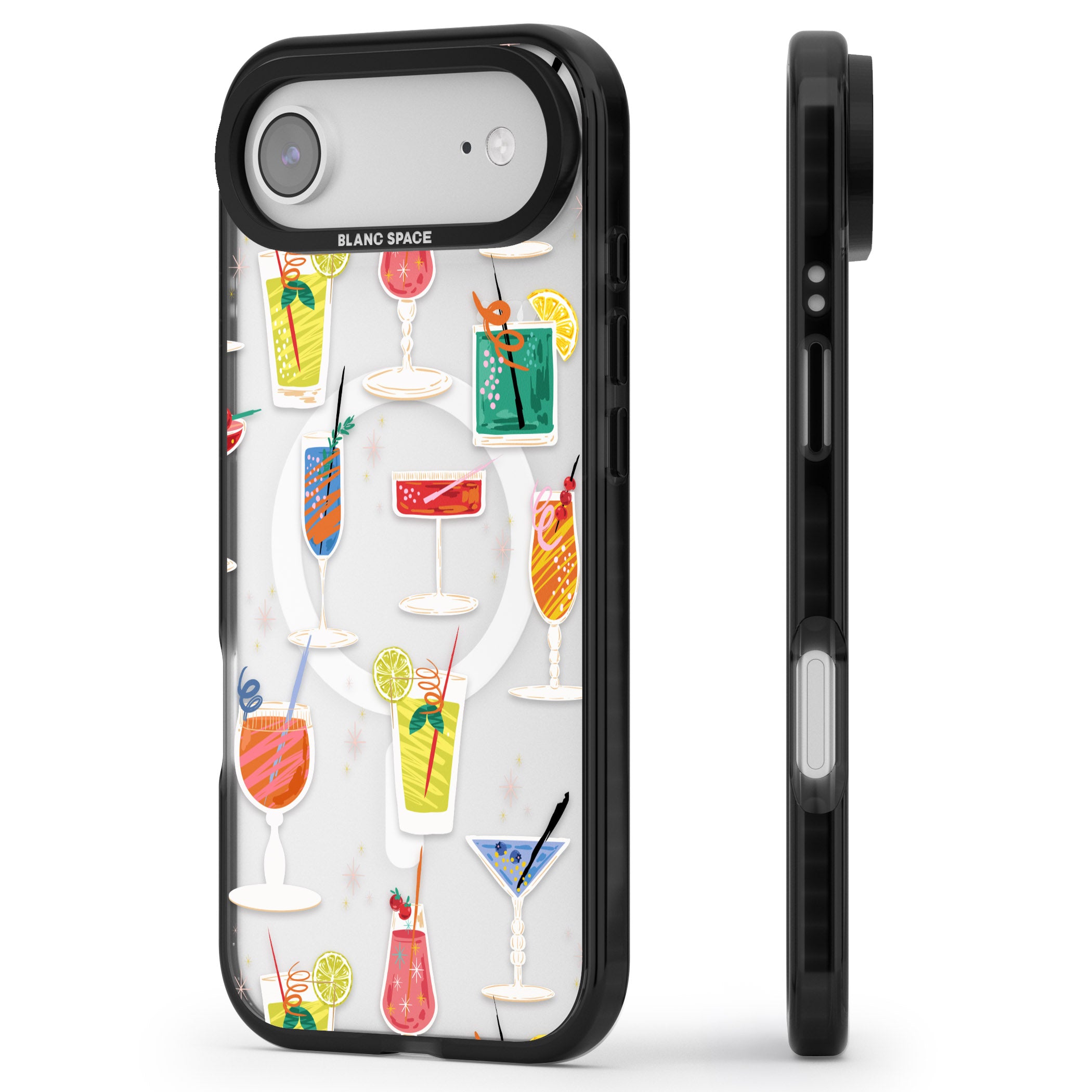 Retro Cocktails iPhone 17 Air Impact Pro Black Phone Case Side Profile