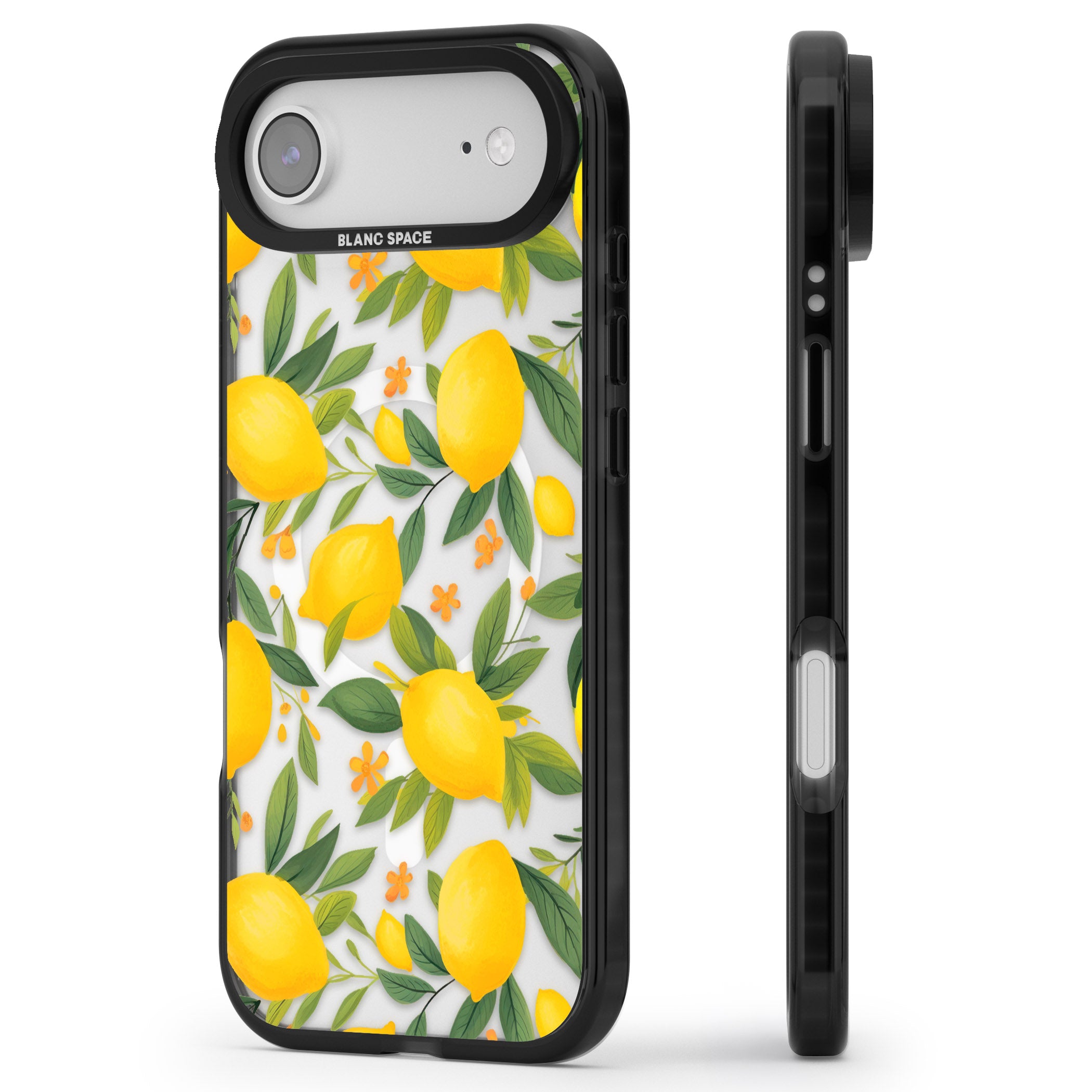 Lemon Pattern iPhone 17 Air Impact Pro Black Phone Case Side Profile