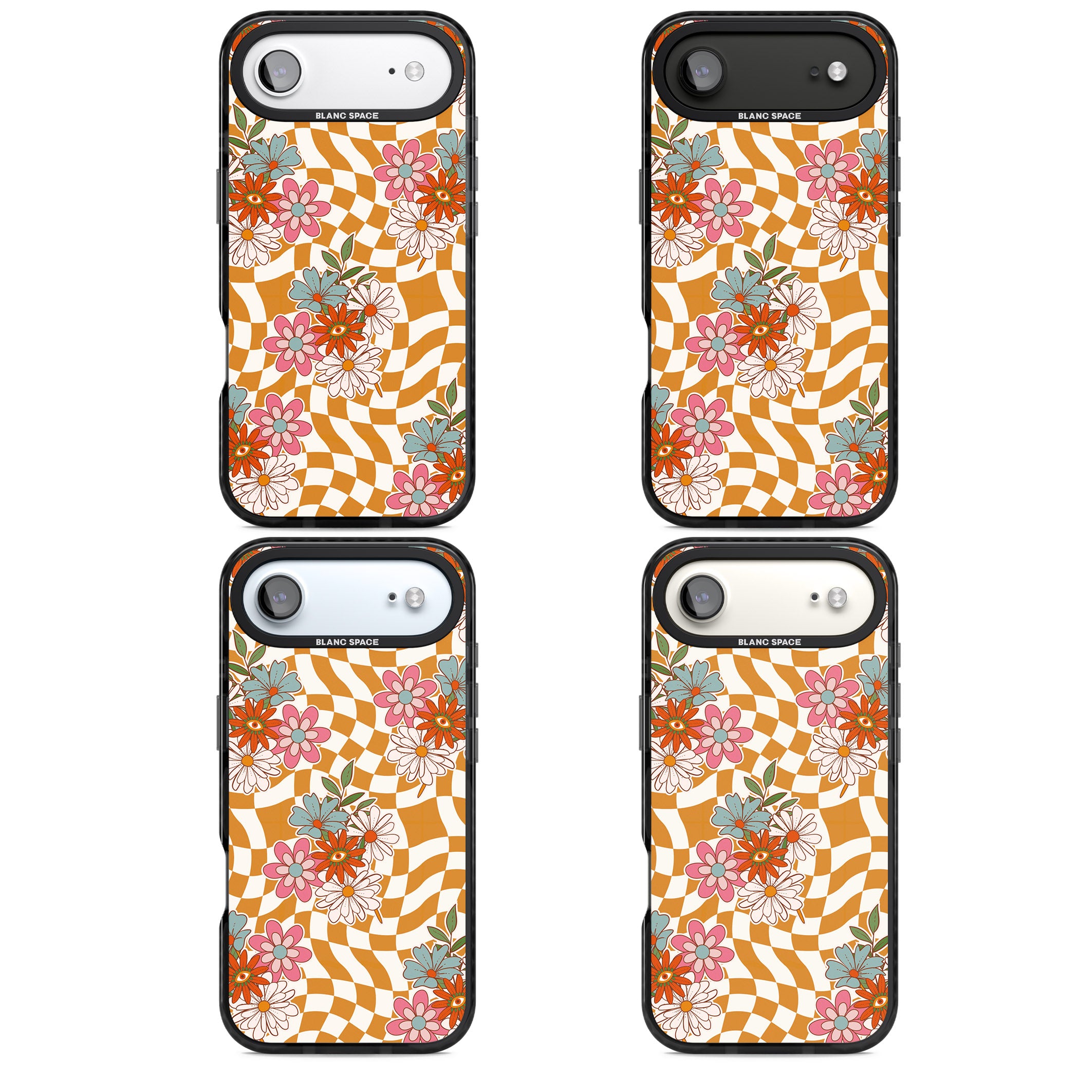 Wavy Checked Bloom iPhone 17 Air Impact Pro Black Phone Case APT Impact Protection