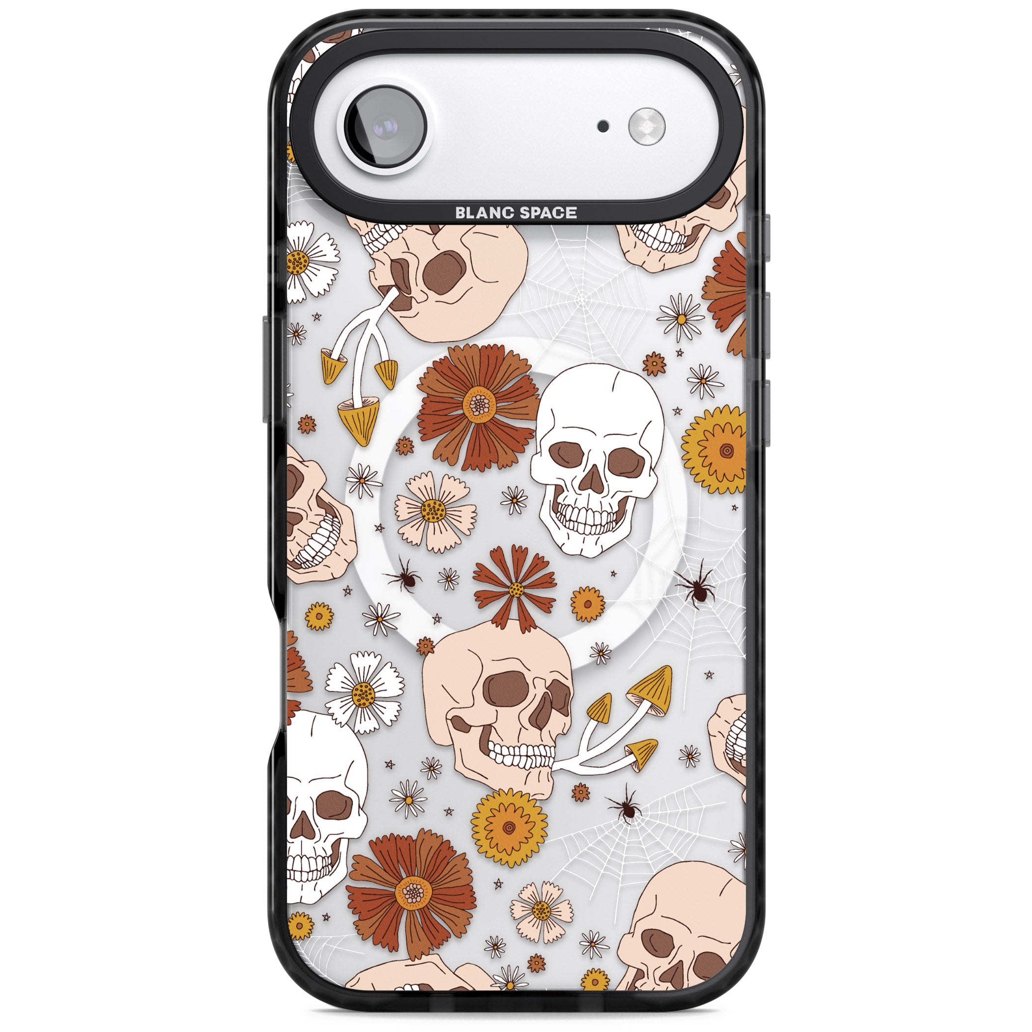 Halloween Skulls And Flowers iPhone 17 Air Impact Pro Black Phone Case