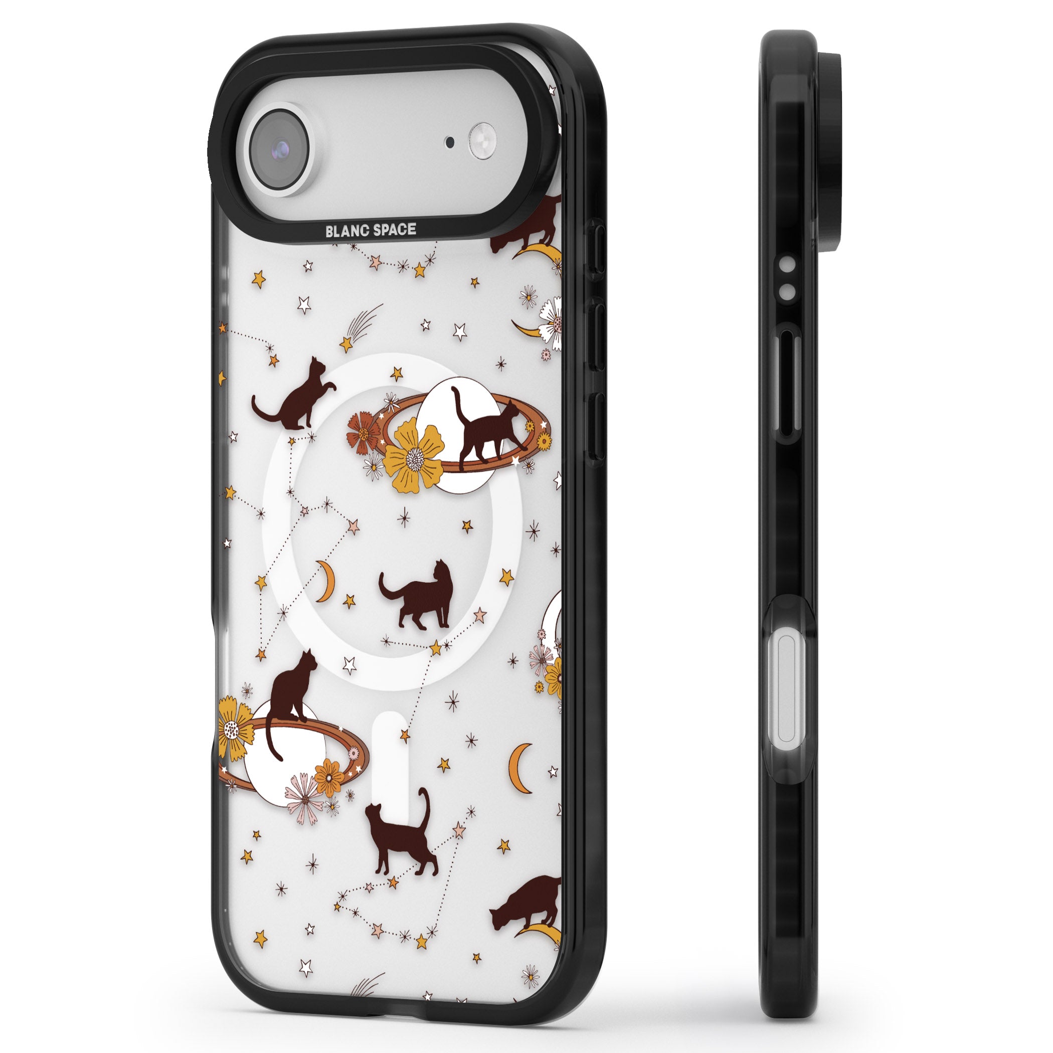 Halloween Cats And Astrology iPhone 17 Air Impact Pro Black Phone Case Side Profile