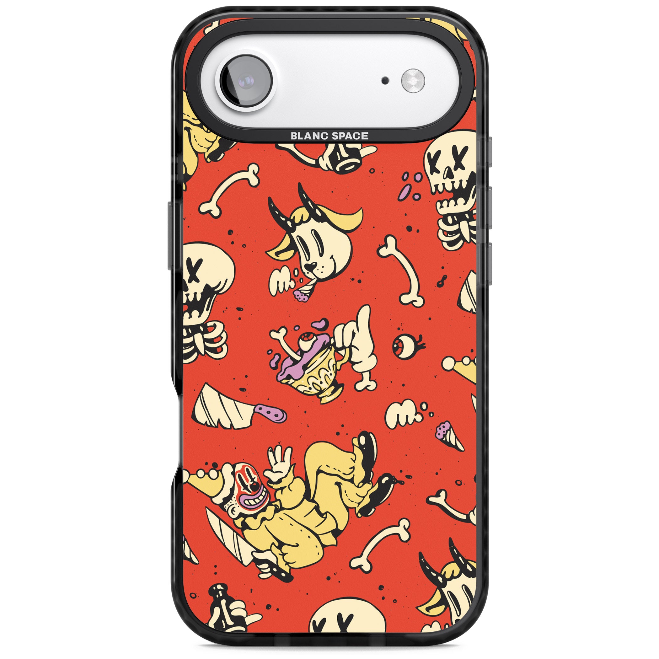 Red Retro Halloween Pattern iPhone 17 Air Impact Pro Black Phone Case