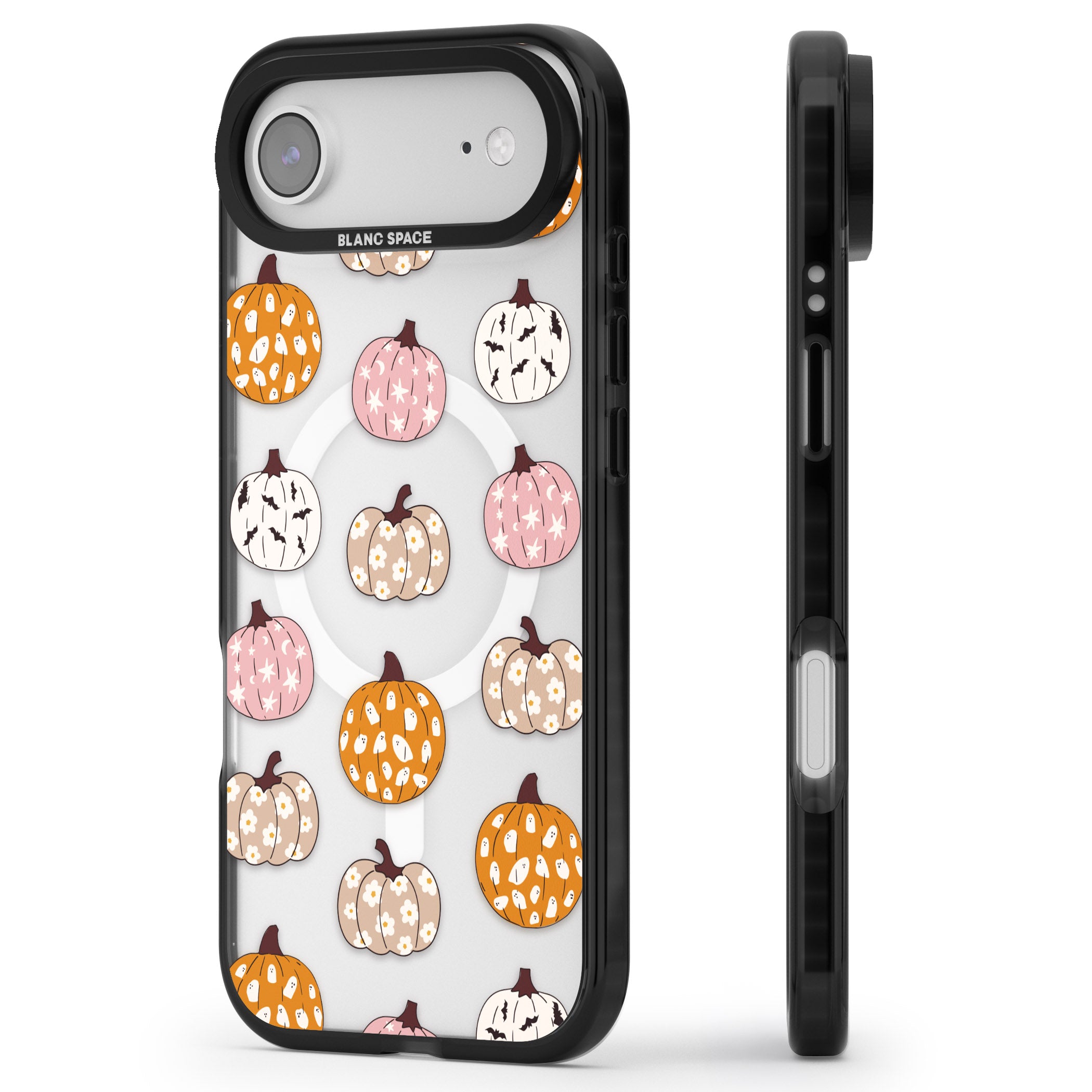 Floral Pumpkins iPhone 17 Air Impact Pro Black Phone Case Side Profile