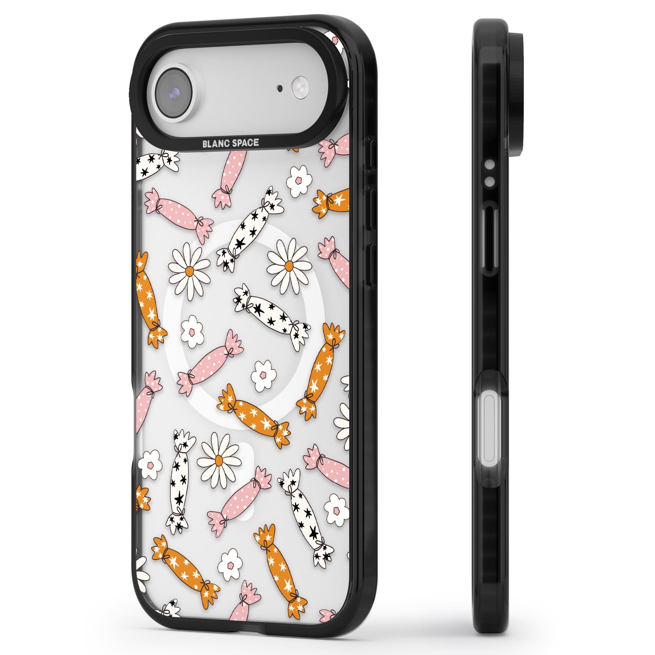 Floral Candy iPhone 17 Air Impact Pro Black Phone Case Side Profile