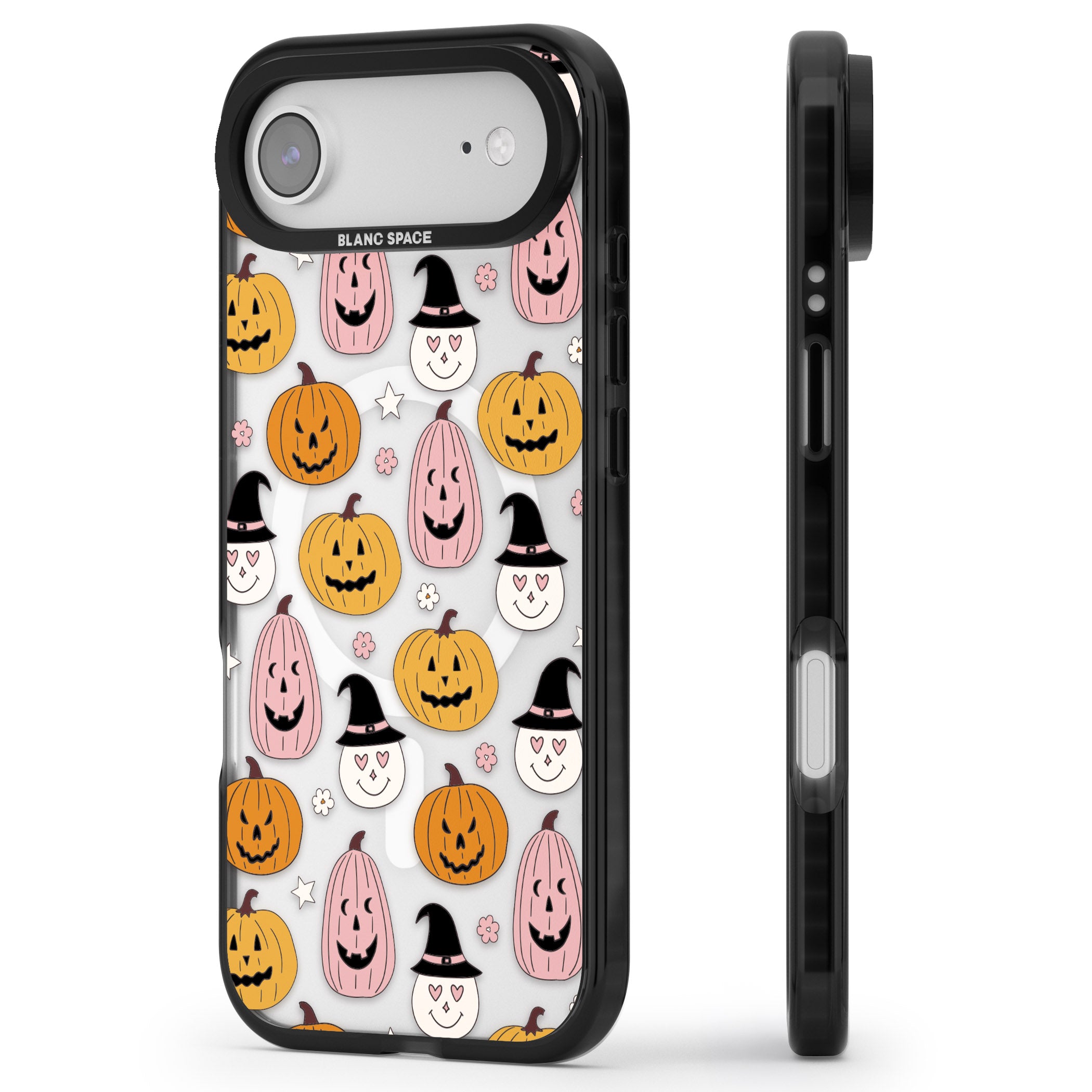 Witches And Pumpkins Pattern iPhone 17 Air Impact Pro Black Phone Case Side Profile