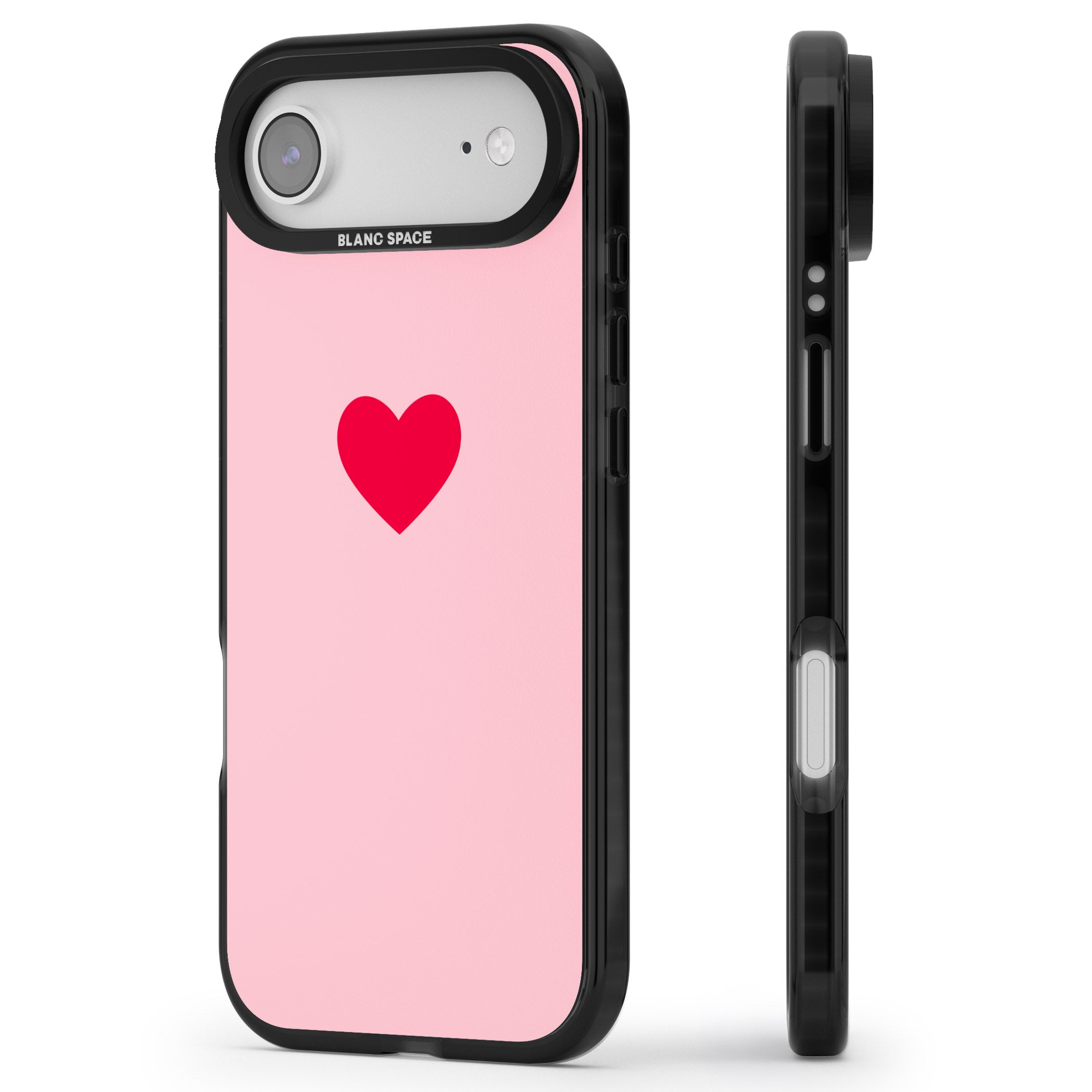 Red & Pink Heart iPhone 17 Air Impact Pro Black Phone Case Side Profile