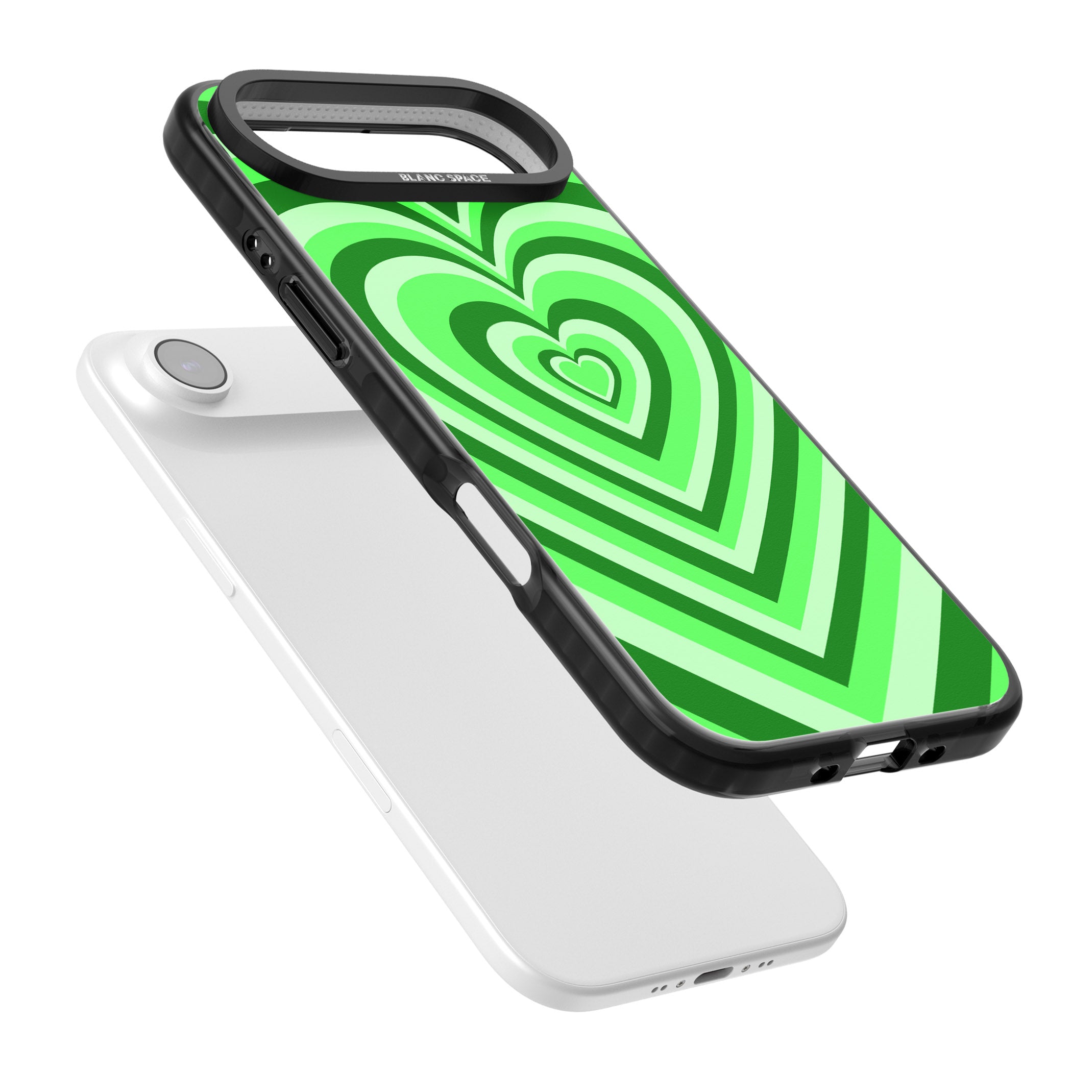 Green Heart Illusion iPhone 17 Air Impact Pro Black Phone Case Colours