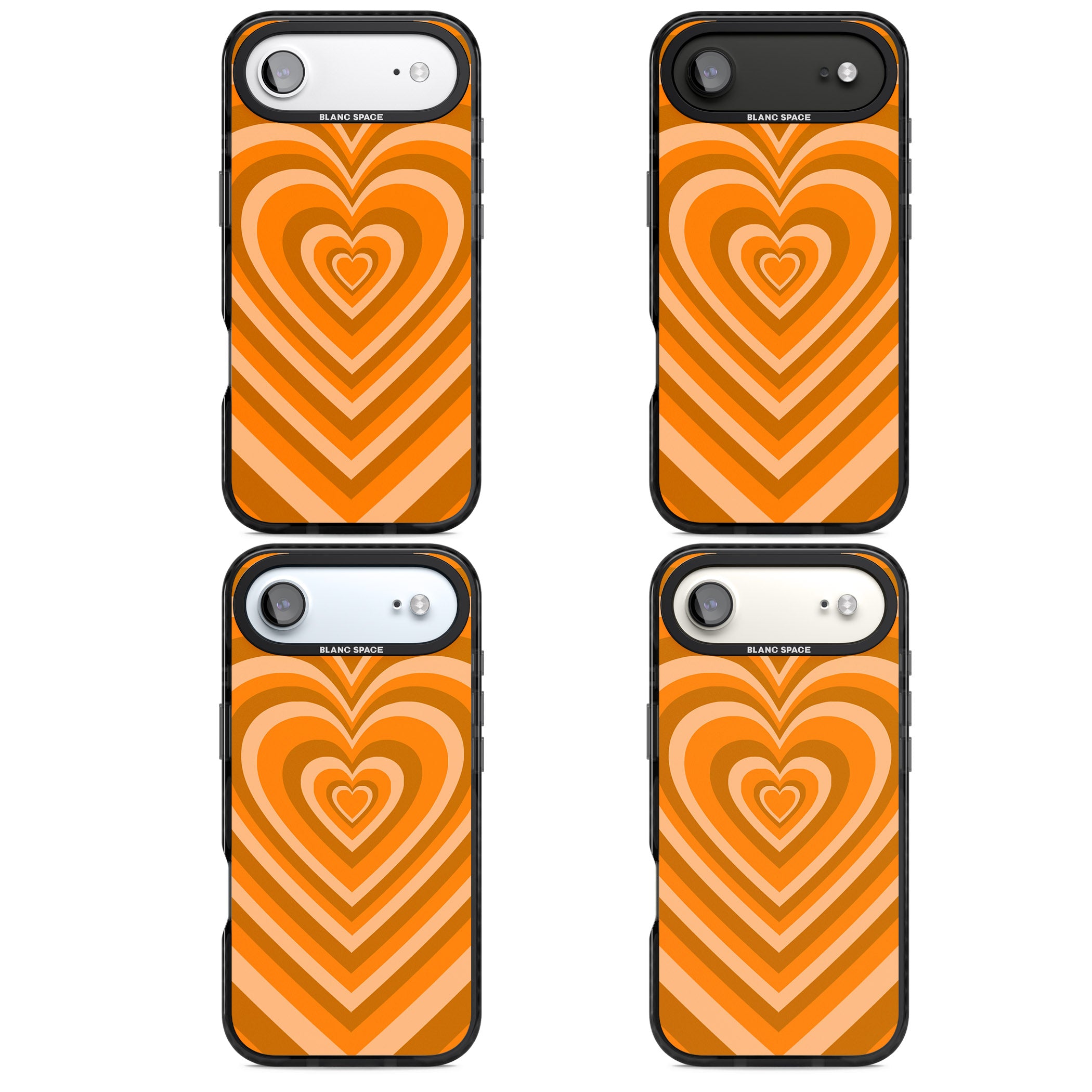 Orange Heart Illusion iPhone 17 Air Impact Pro Black Phone Case APT Impact Protection