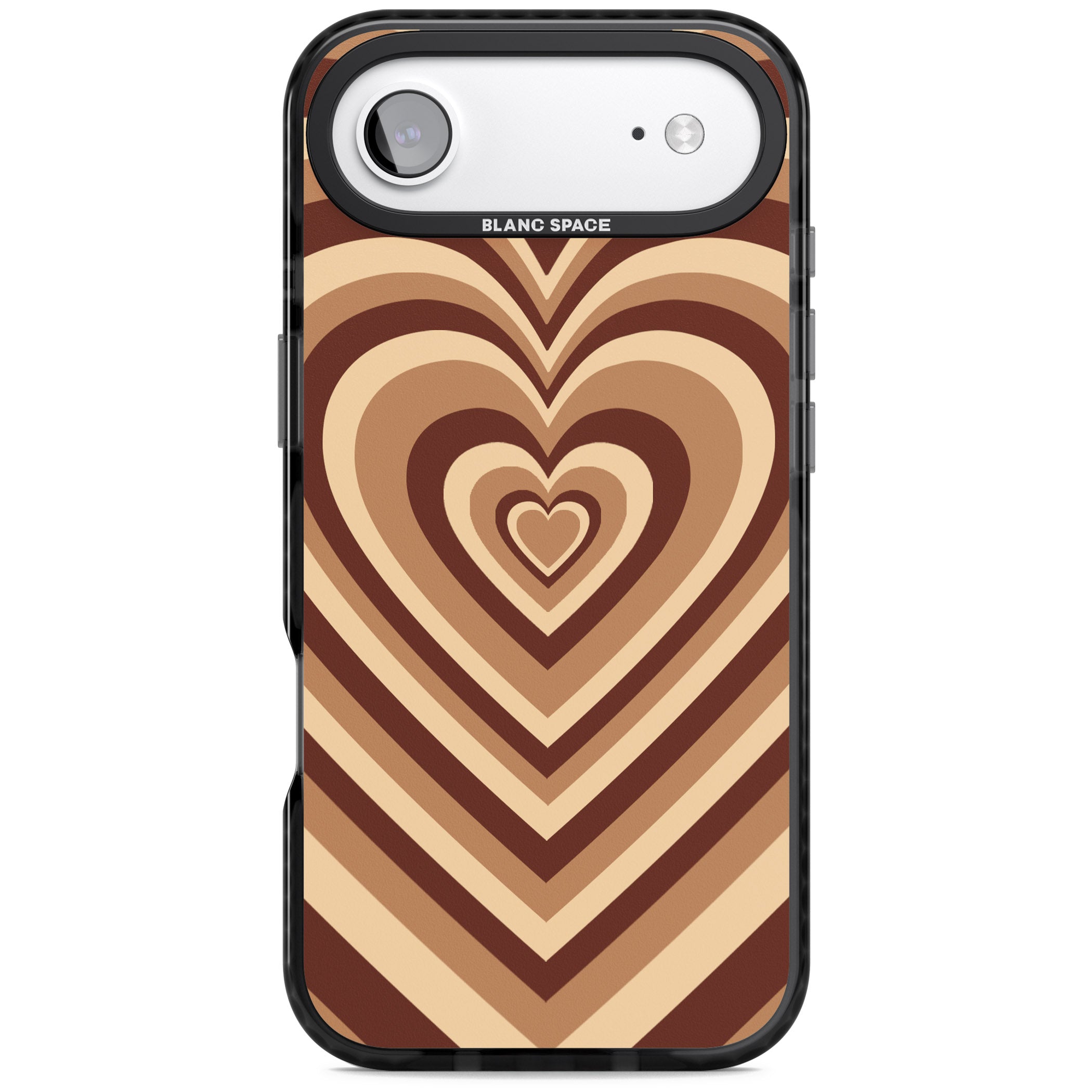 Latte Heart Illusion iPhone 17 Air Impact Pro Black Phone Case