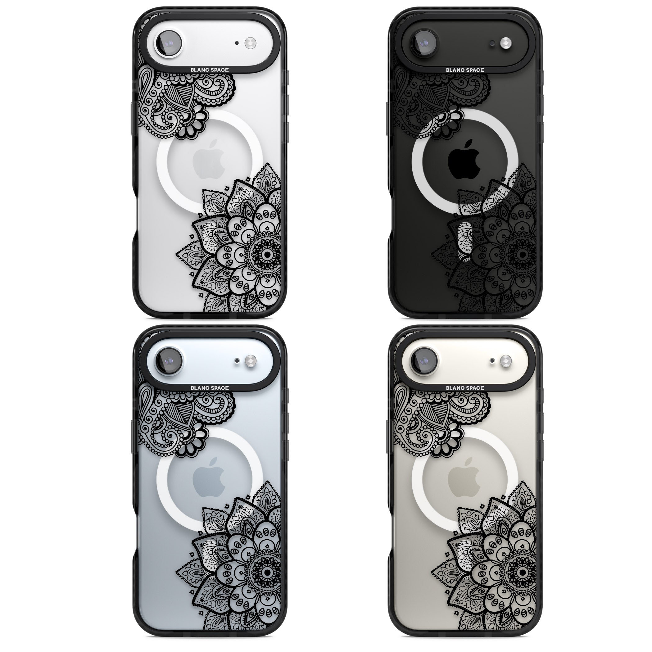 Black Henna Florals iPhone 17 Air Impact Pro Black Phone Case APT Impact Protection