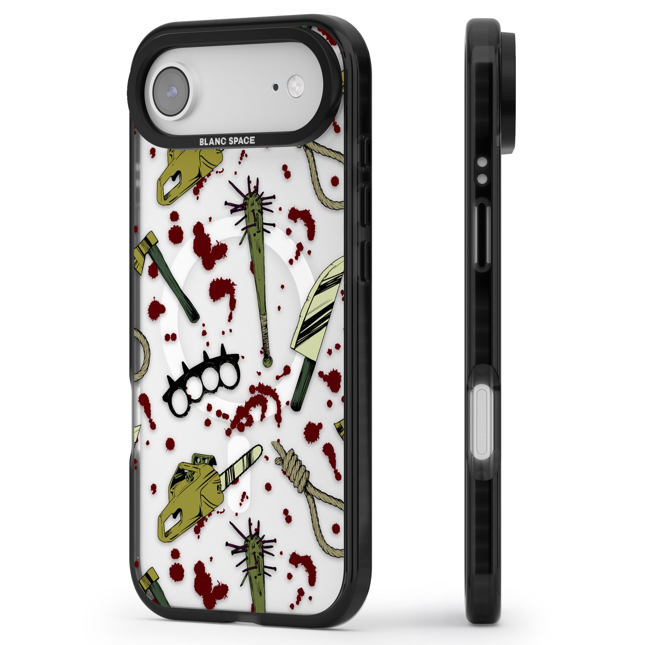 Movie Massacre iPhone 17 Air Impact Pro Black Phone Case Side Profile