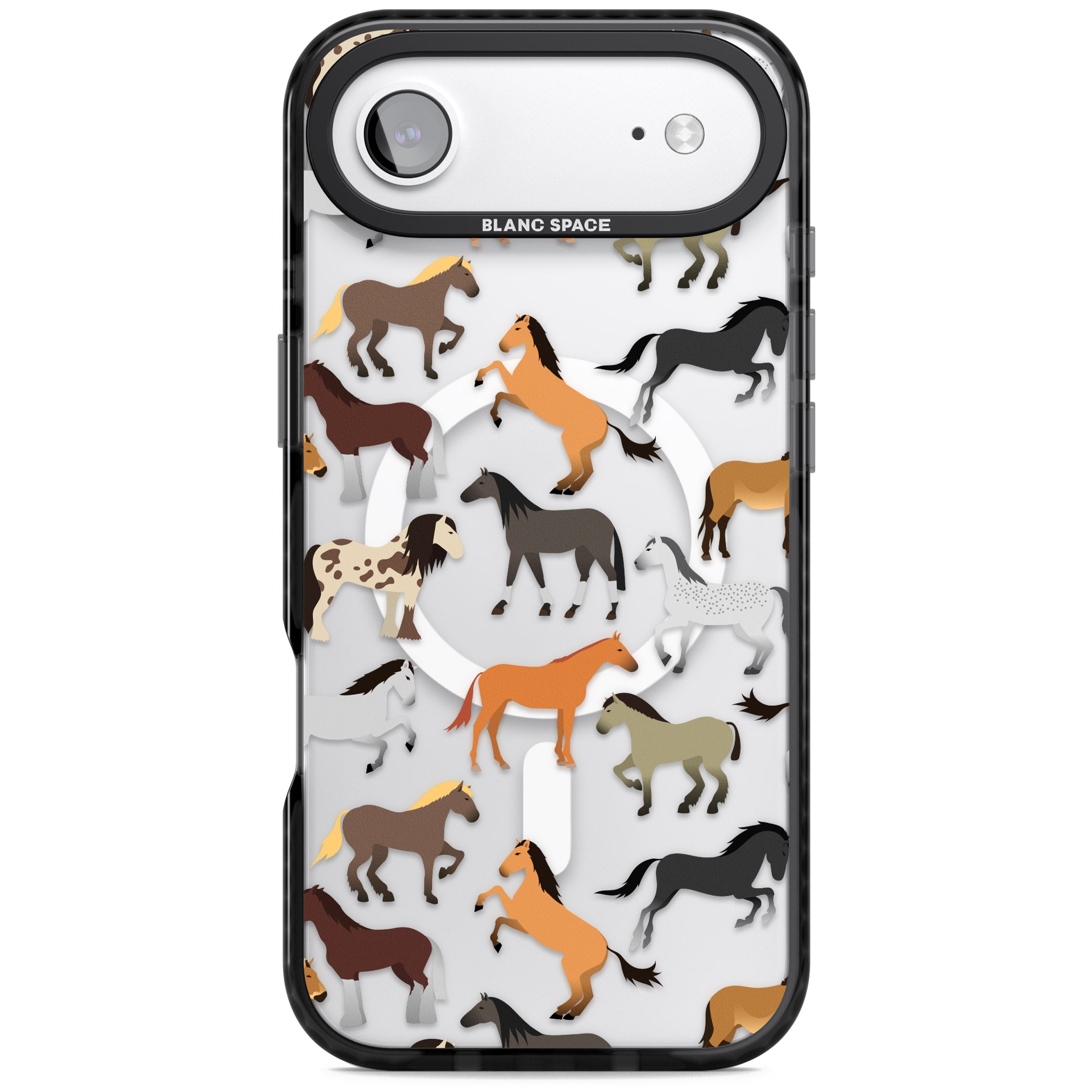Horse Pattern iPhone 17 Air Impact Pro Black Phone Case